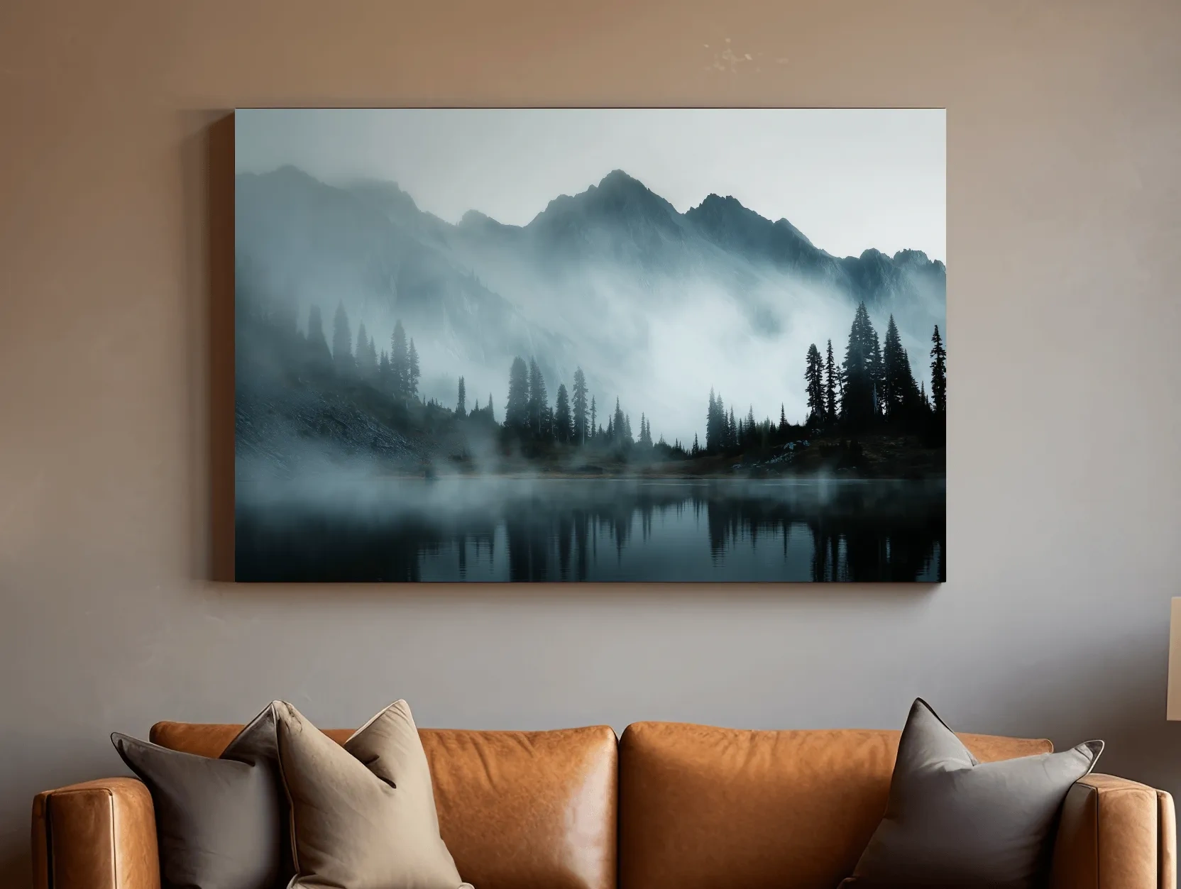Moody Misty Mountain Lake Photography - Atmospheric Alpine Forest Wall Art