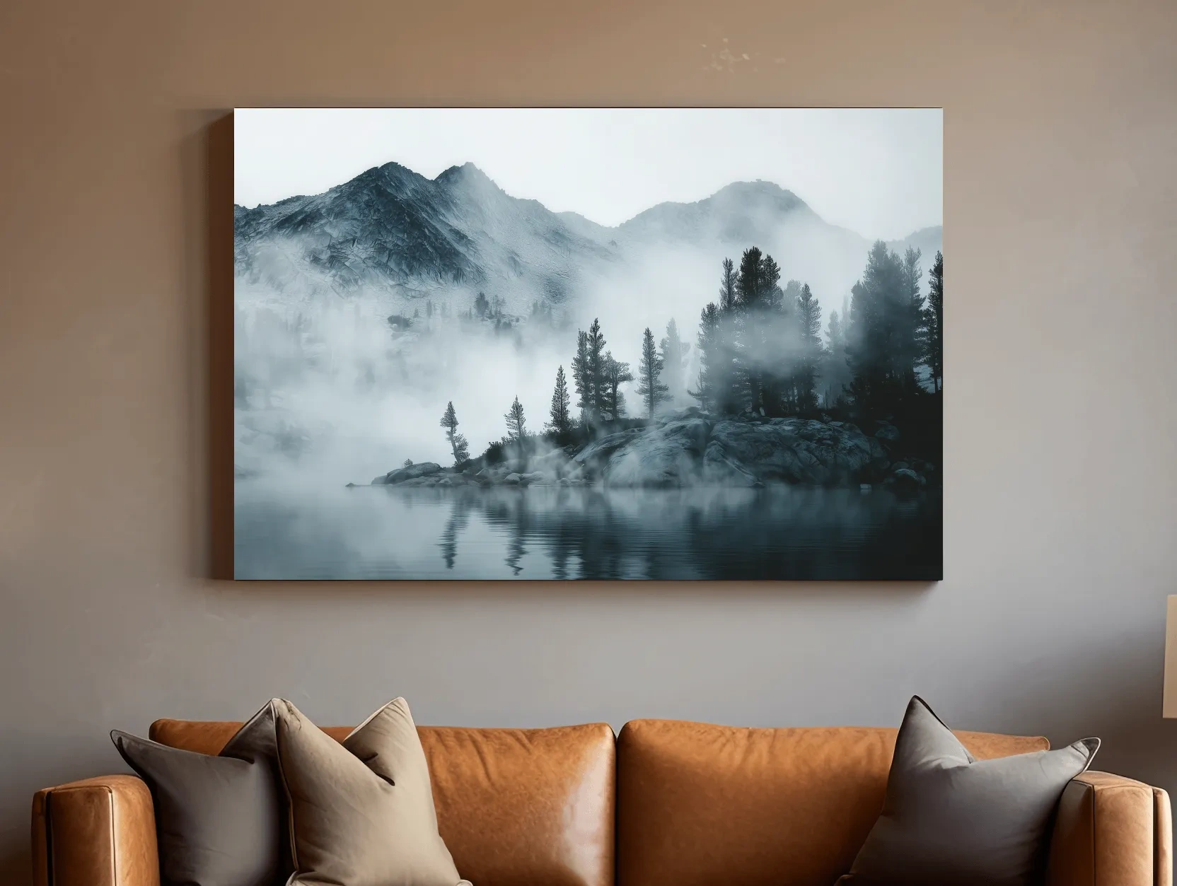 Frosty Alpine Mountain Lake Photography - Black & White Landscape Wall Art
