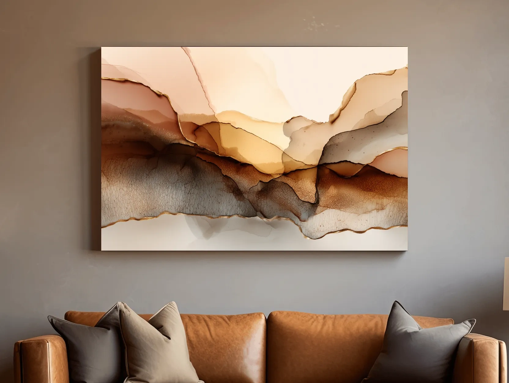 Abstract Alcohol Ink Landscape Painting - Modern Minimalist Wall Art