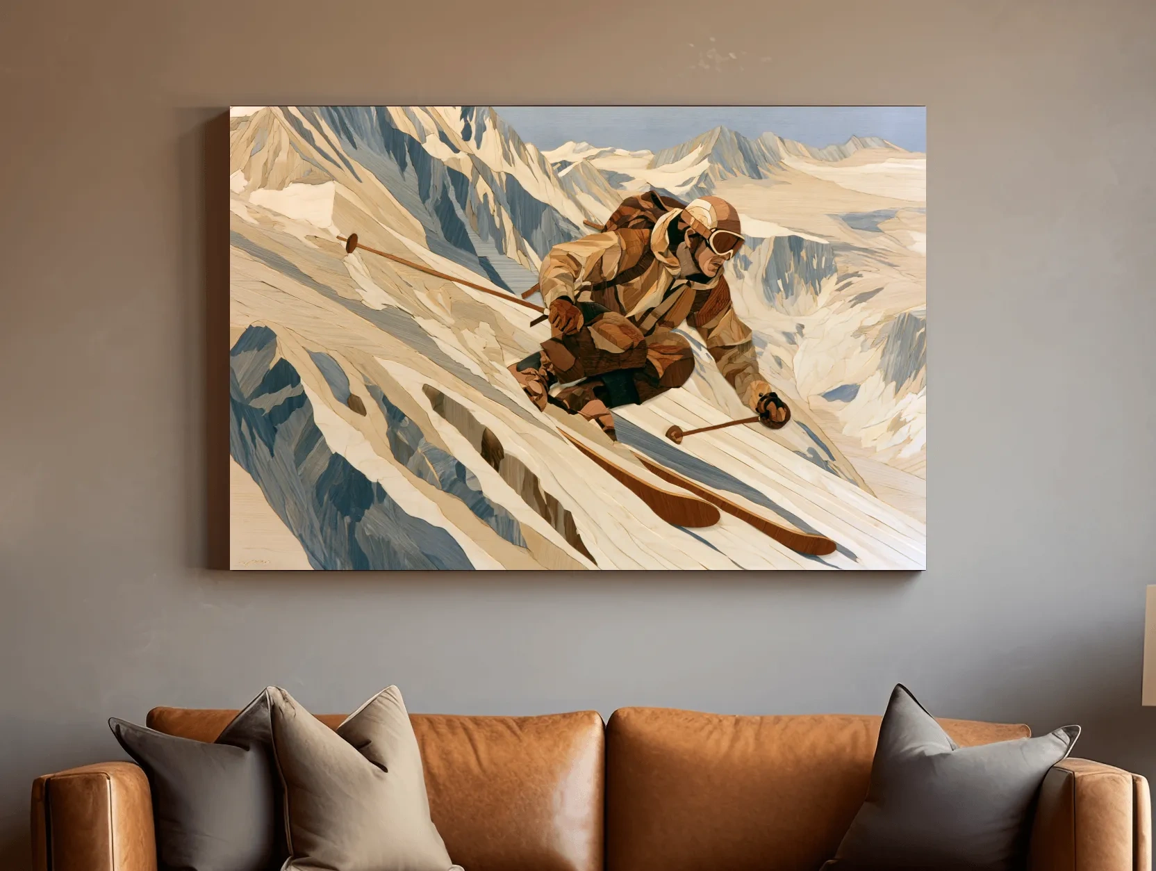 Dynamic Backcountry Skier Alpine Descent - Adventure Winter Sports Wall Art