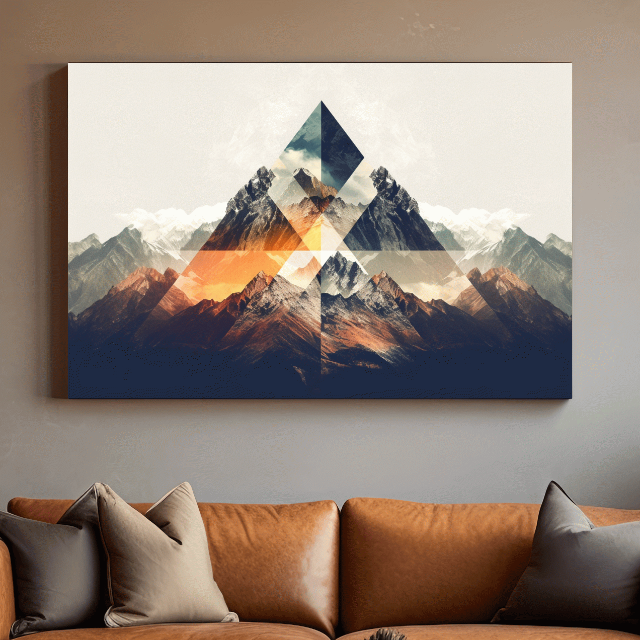 Abstract and geometric textured mountain art