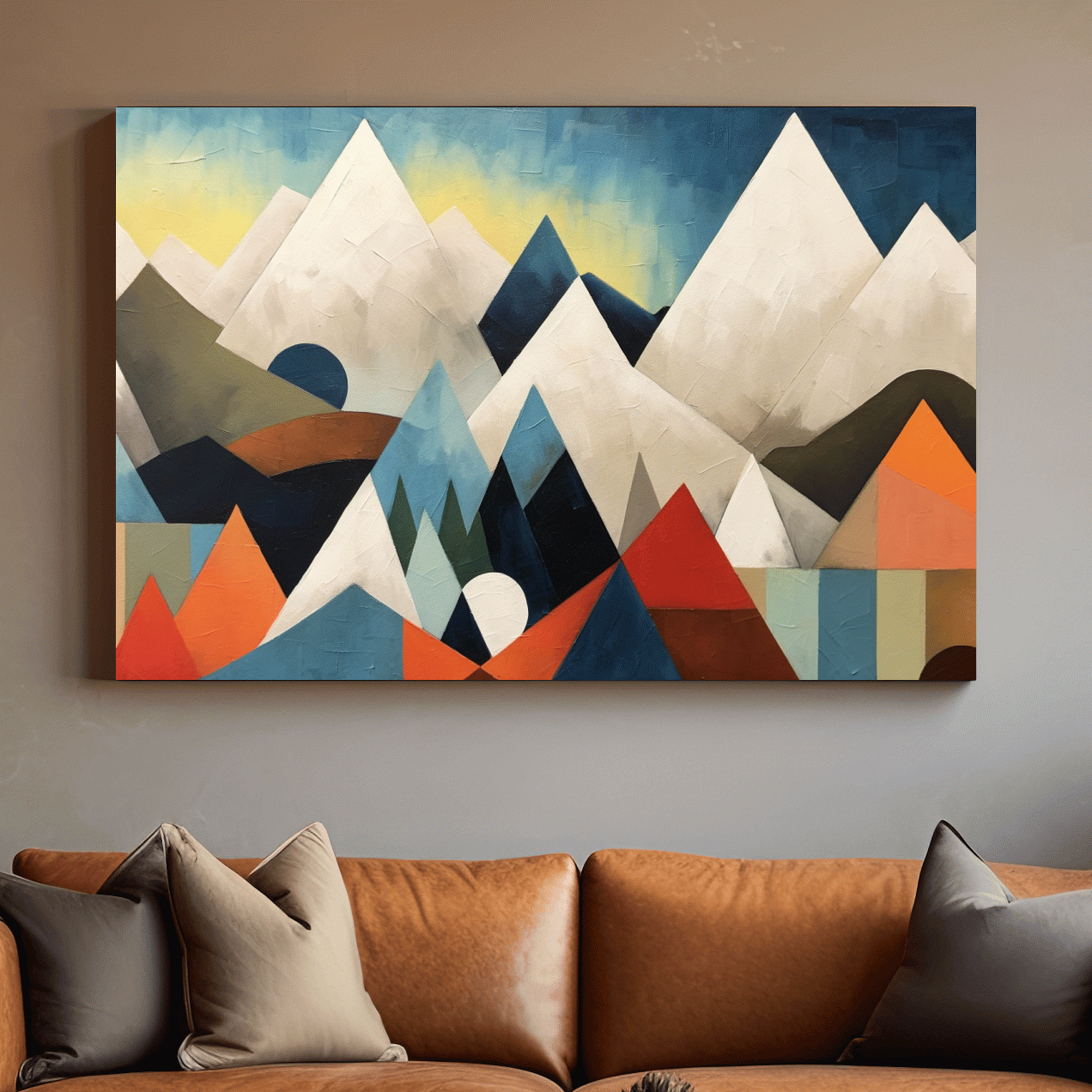 Abstract suprematism mountain painting