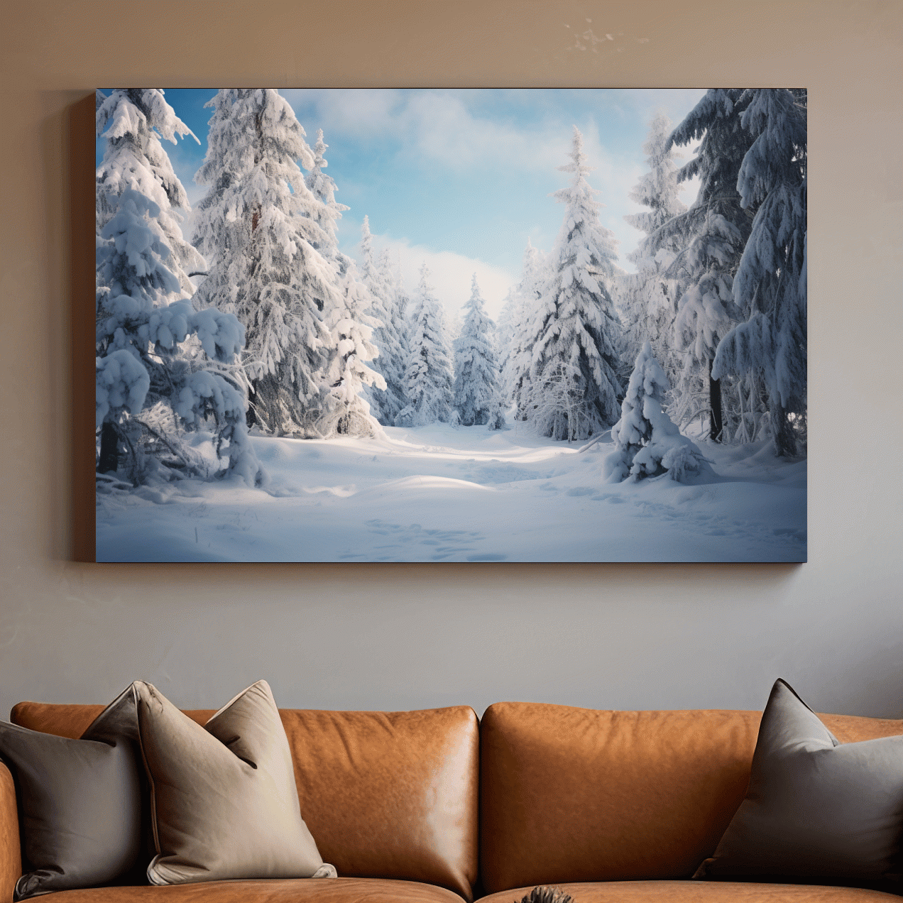 Serene Snowy Pine Forest Photography - Winter Wonderland Nature Wall Art