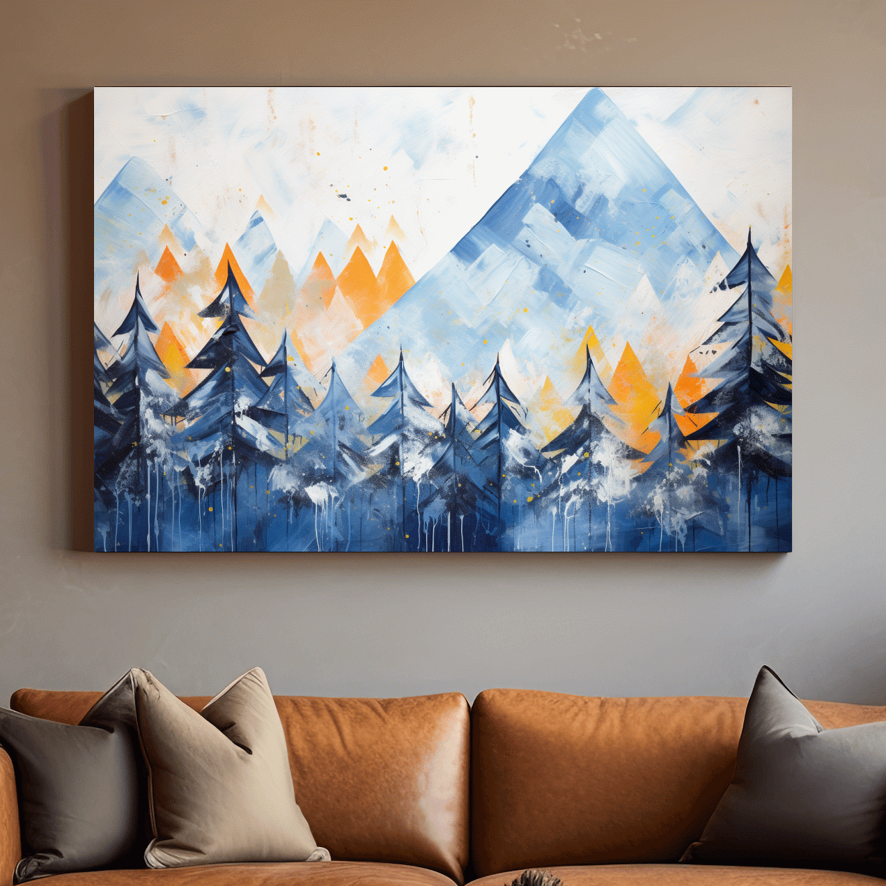 Abstract Alpine Mountain Peaks - Watercolor Forest Wall Art