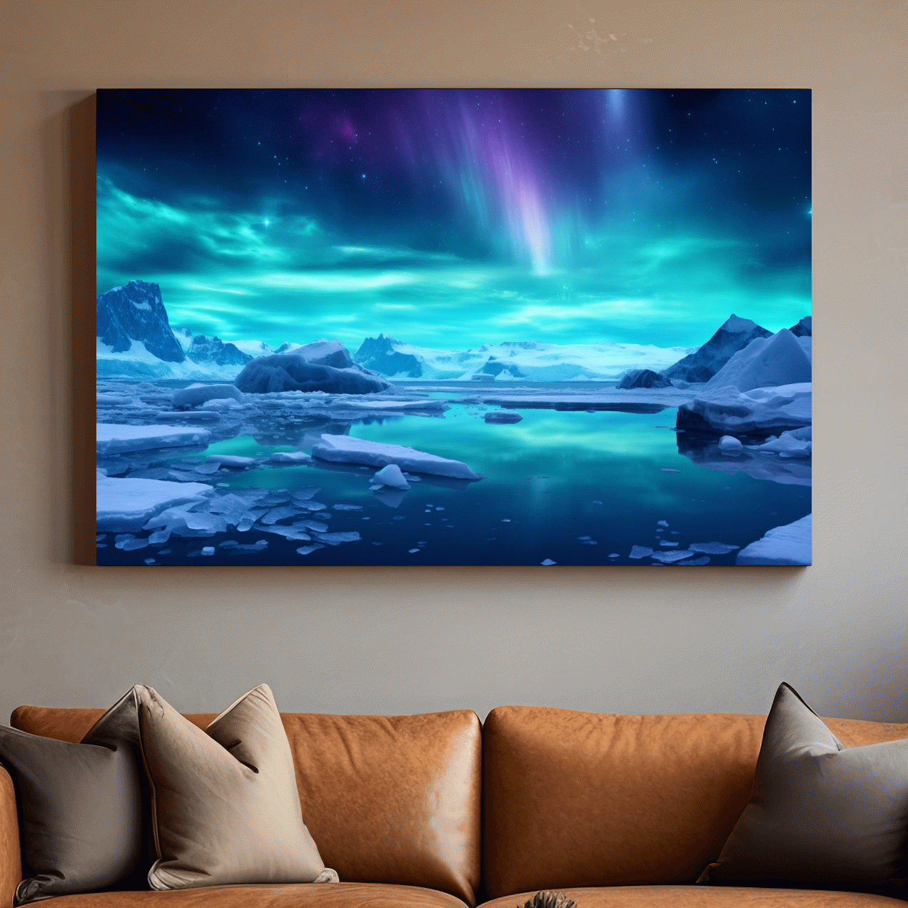 Northern lights over the antarctic ice, photographic wall art