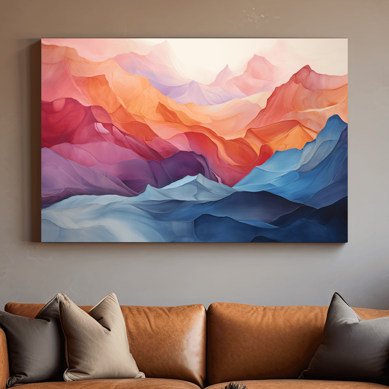 Abstract art, colourful mountain shapes