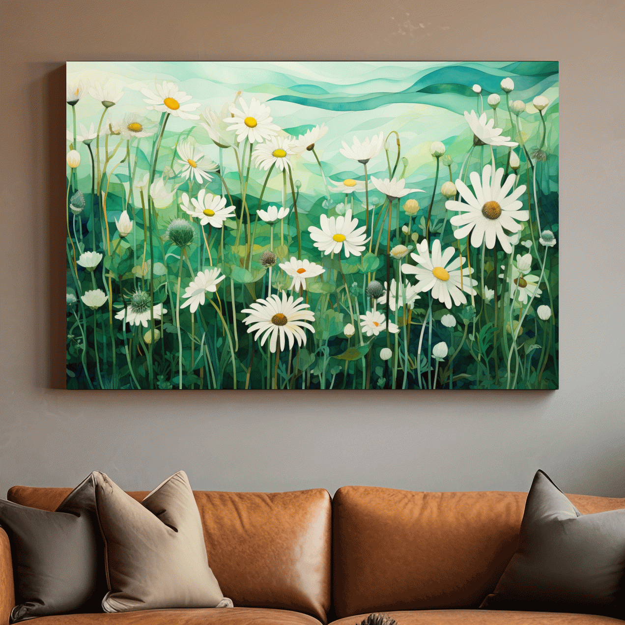 Painting of flowers in the alpine grass