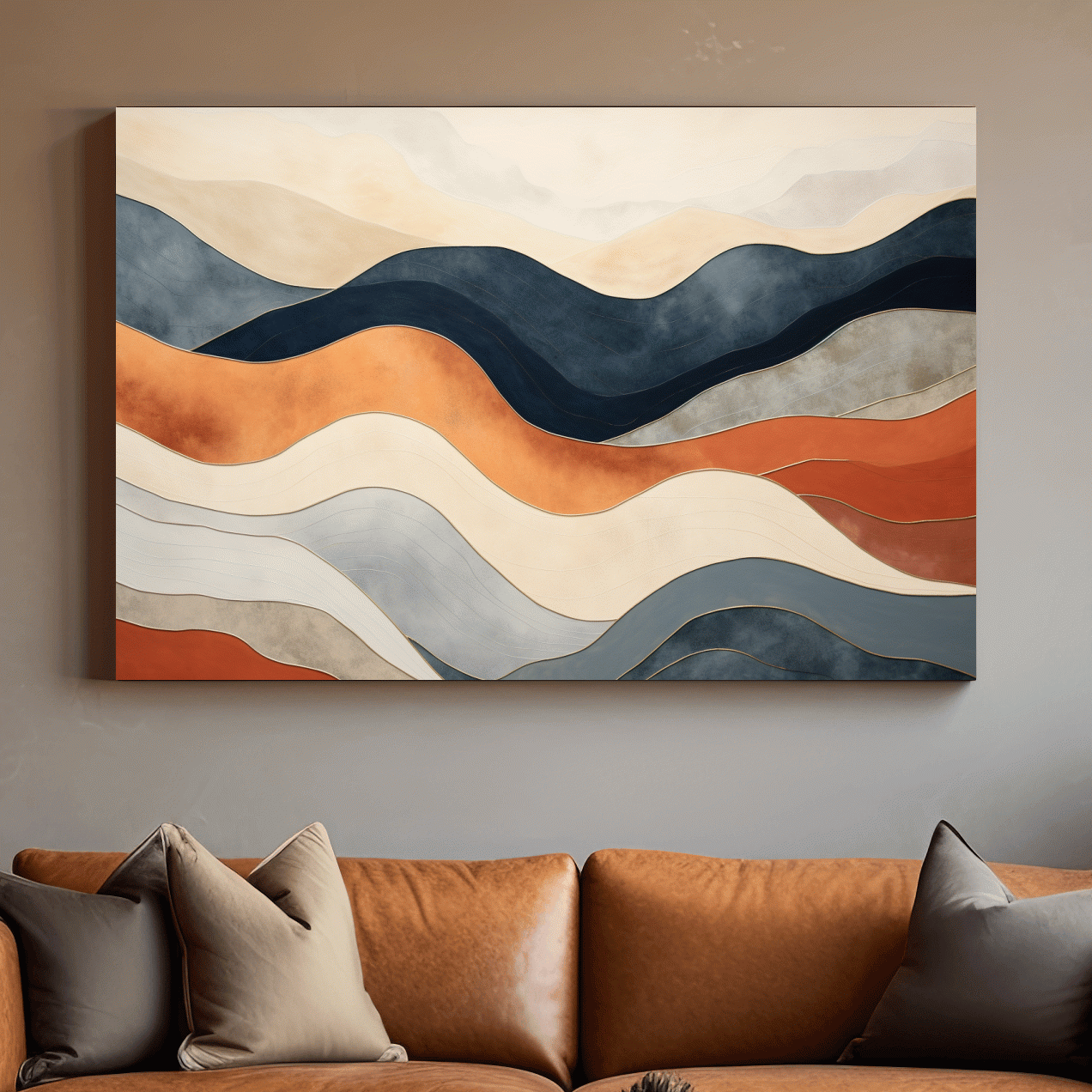 Abstract Wavy Mountain Layers - Mid Century Modern Landscape Wall Art