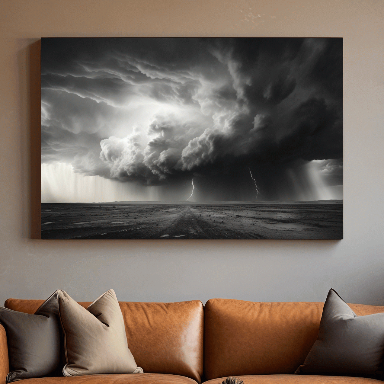 High contrast black and white photo of a lightning storm