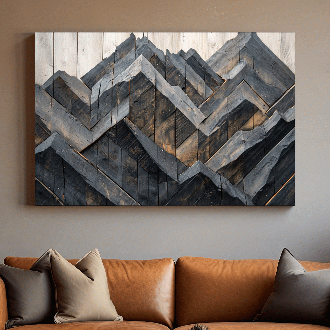 Rustic mountain art, wooden pallets effect