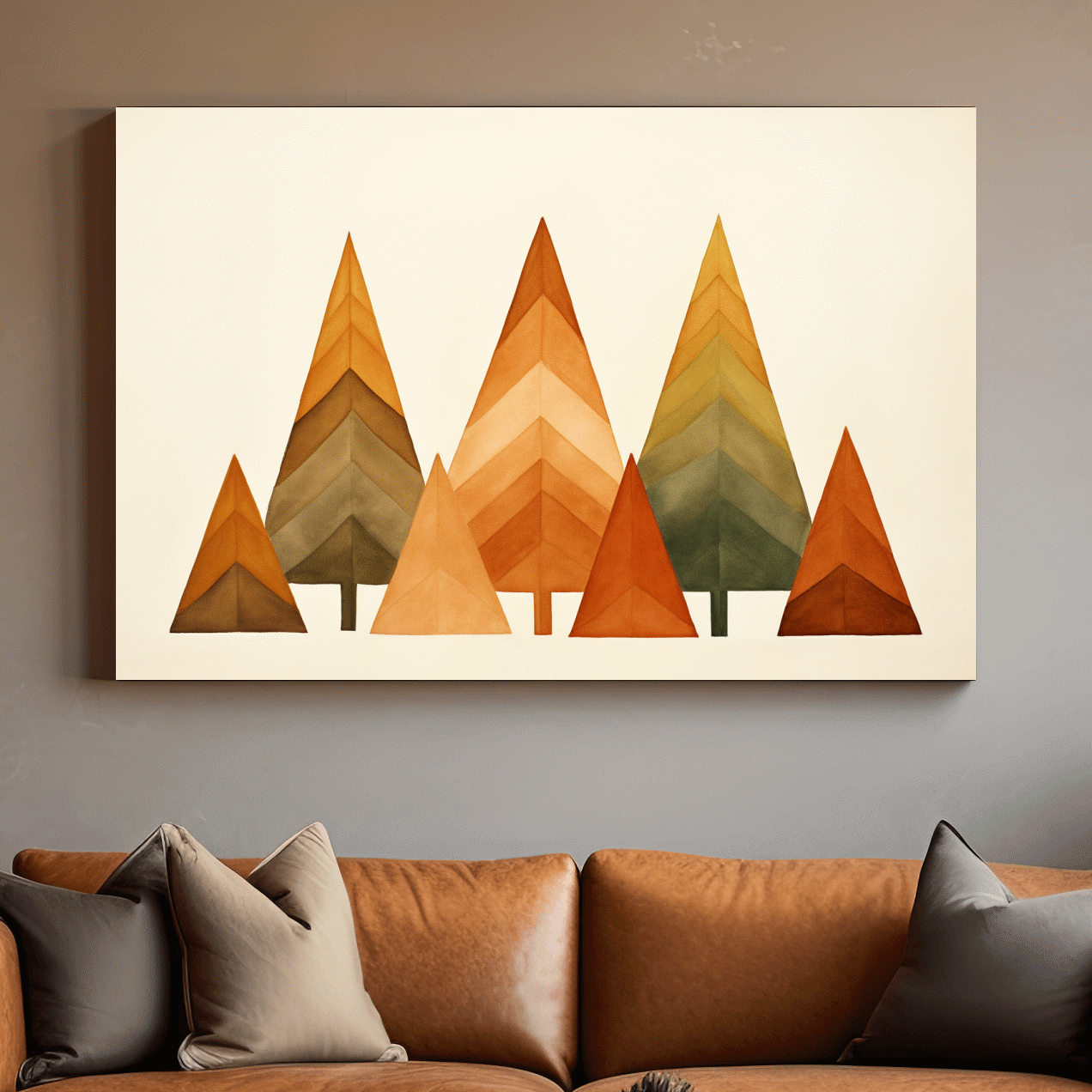 Minimalist Watercolor Pine Tree Forest - Scandinavian Geometric Nature Wall Art