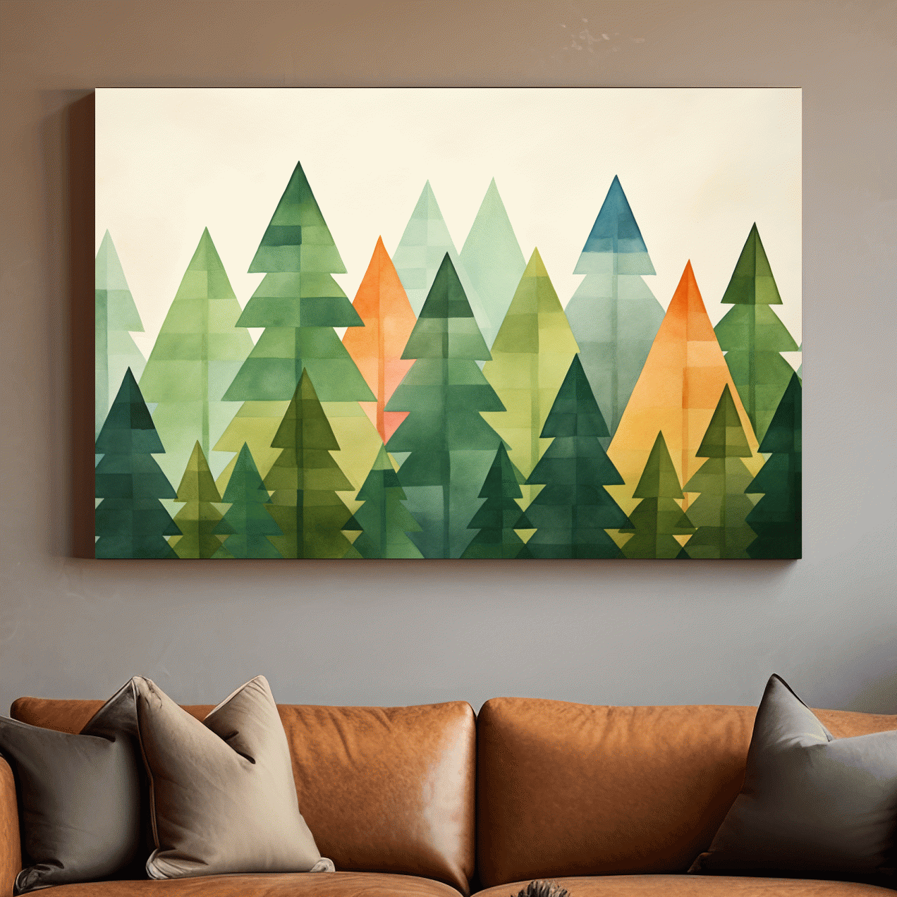 Minimal forest artwork, bohemian rustic trees wall art