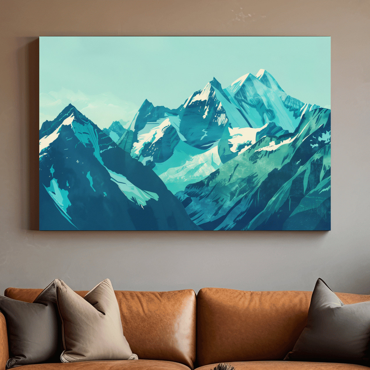 Mountain glacier artwork, stylized vector art