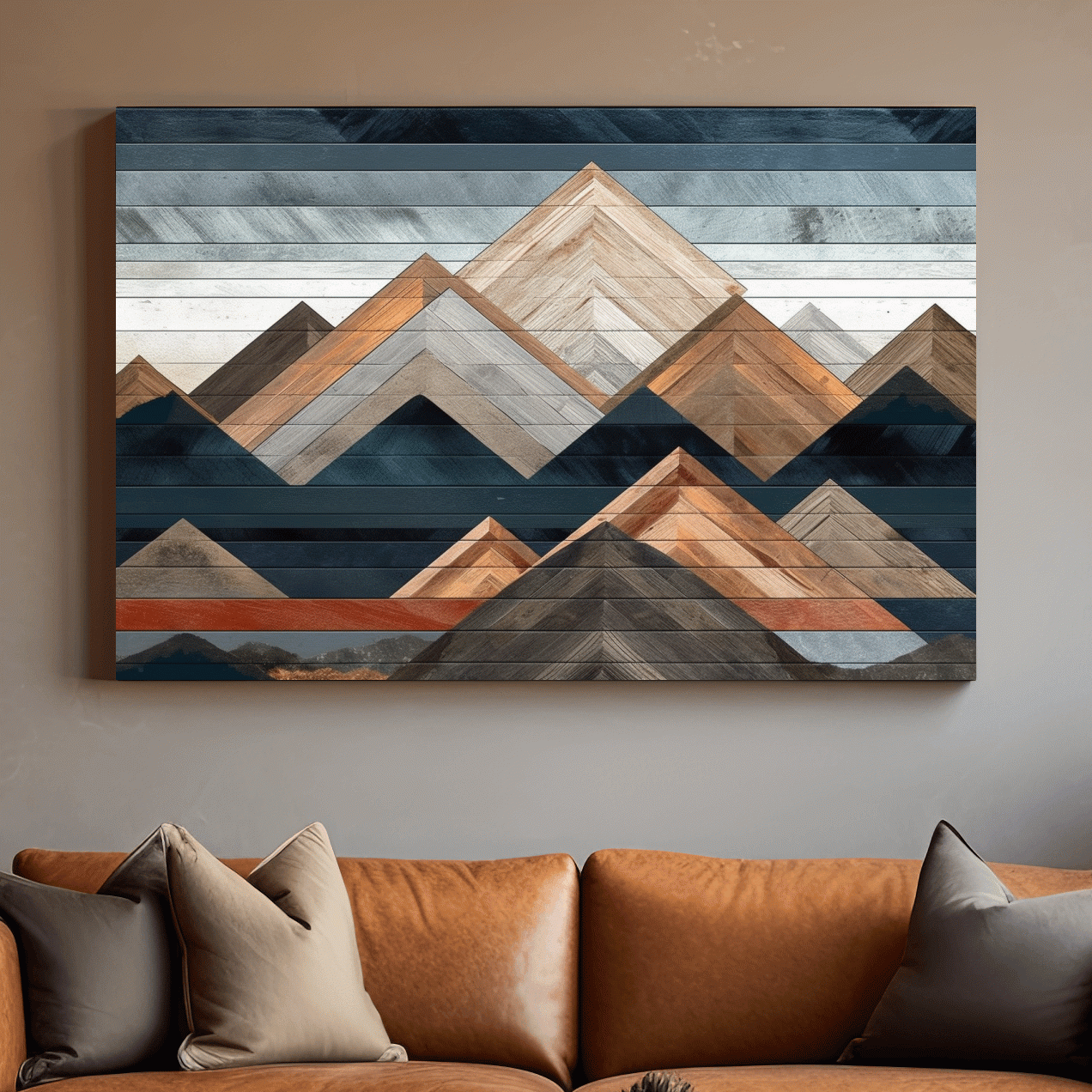 Printed wooden panel mountain art