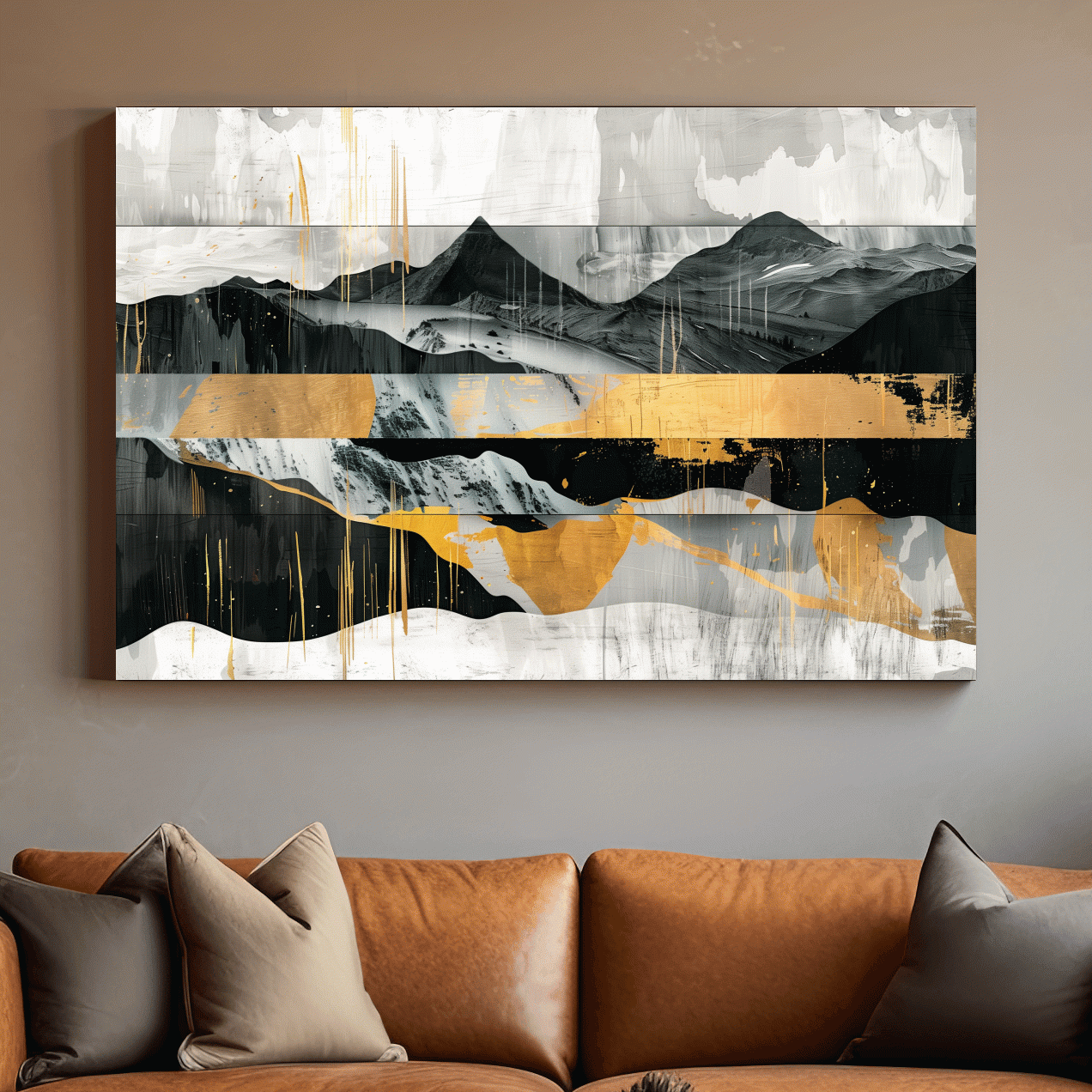 Modern abstract mountain art painting, large format wall art