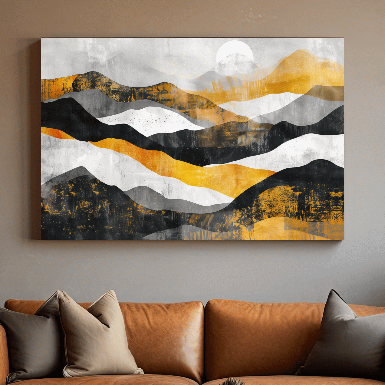 Textured elegant mountain artwork, large format abstract wall art