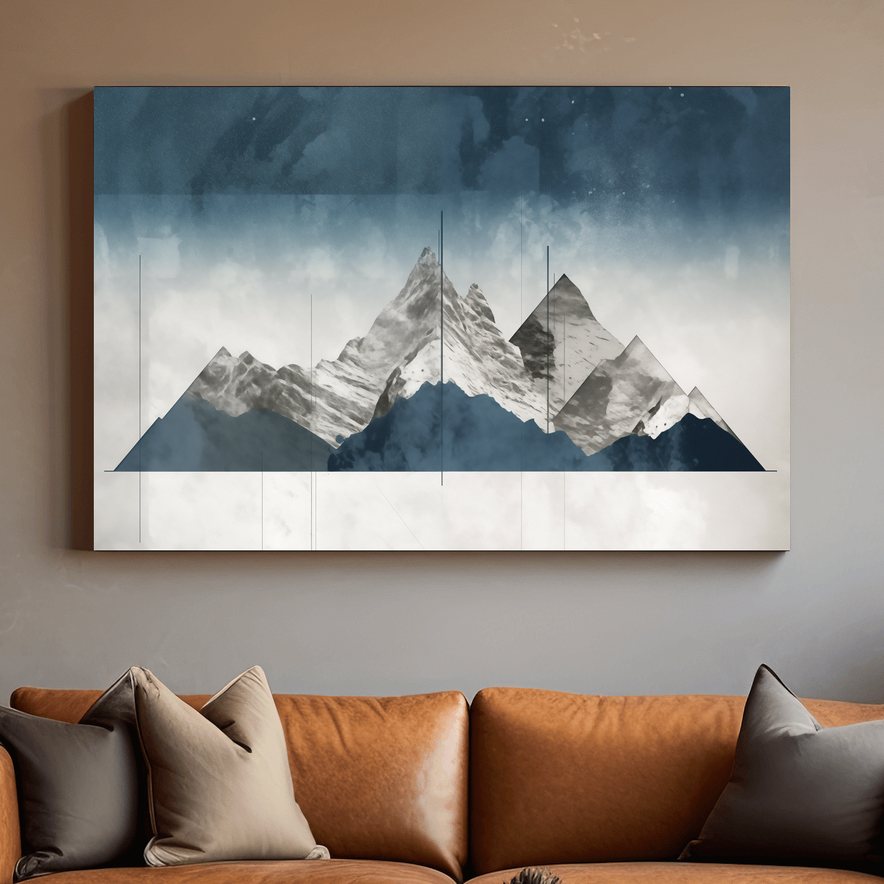 Simple abstract mountain painting