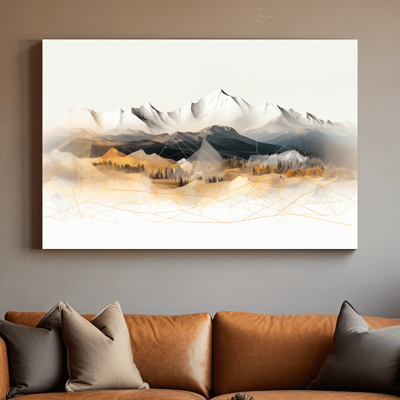 Abstract and geometric mountain wall art