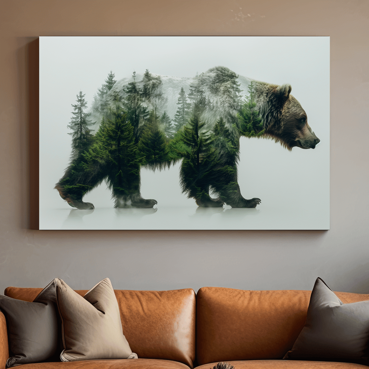 Surreal Grizzly Bear Double Exposure Forest - Wildlife Nature Wall Art