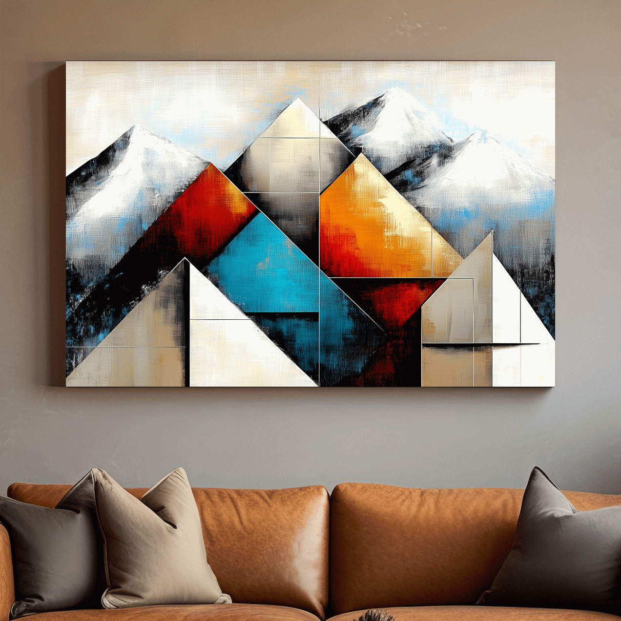 Geometric Abstract Mountain Glacier Painting - Modern Textured Style Wall Art