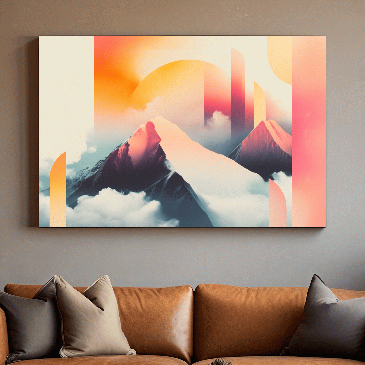 Abstract retro style mountain ski poster artwork