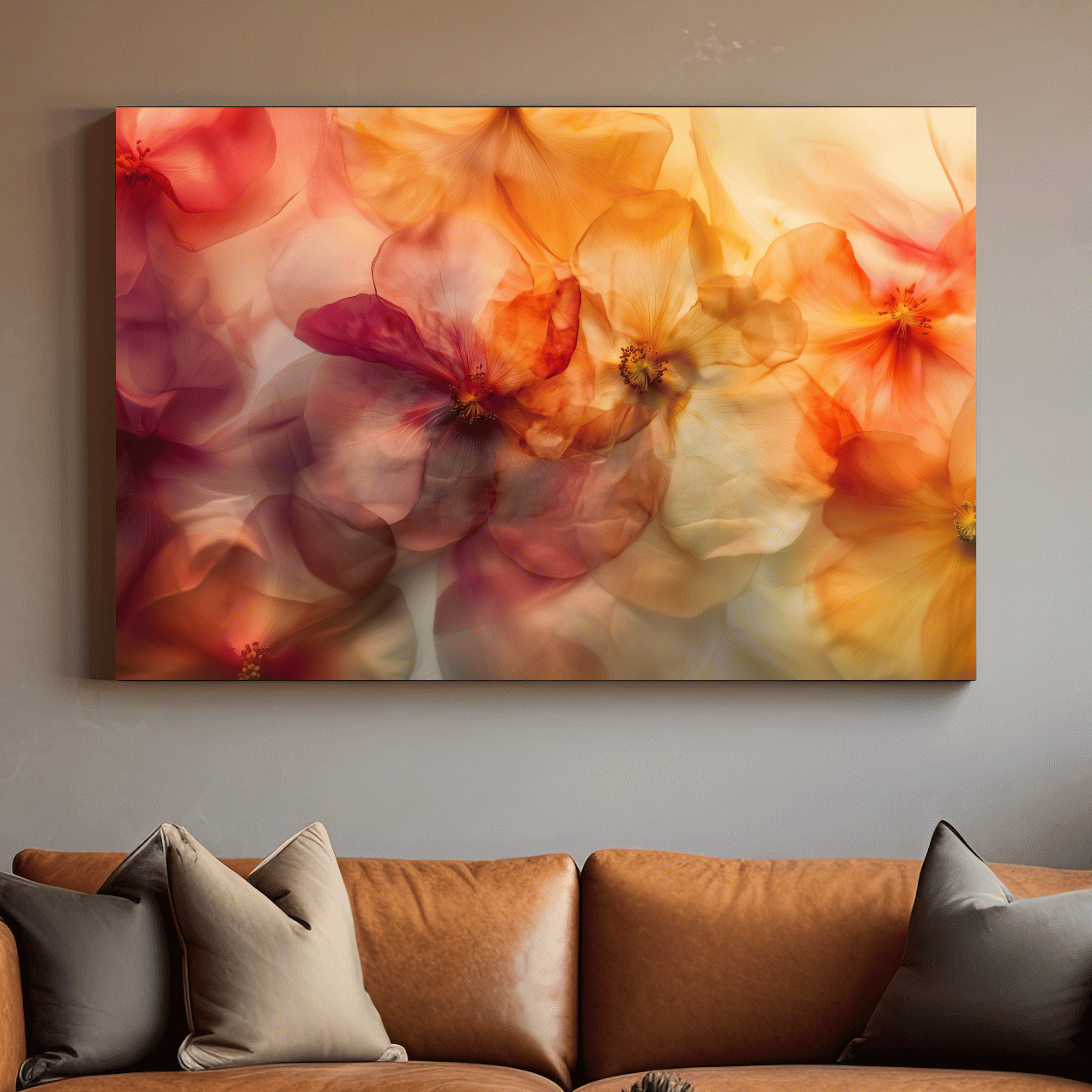 Ethereal Warm Floral Watercolor Blooms - Oshibana Botanical Wall Art