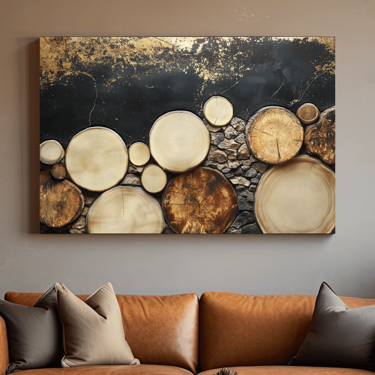 Rustic Wood & Stone Texture - Modern Farmhouse Wall Art