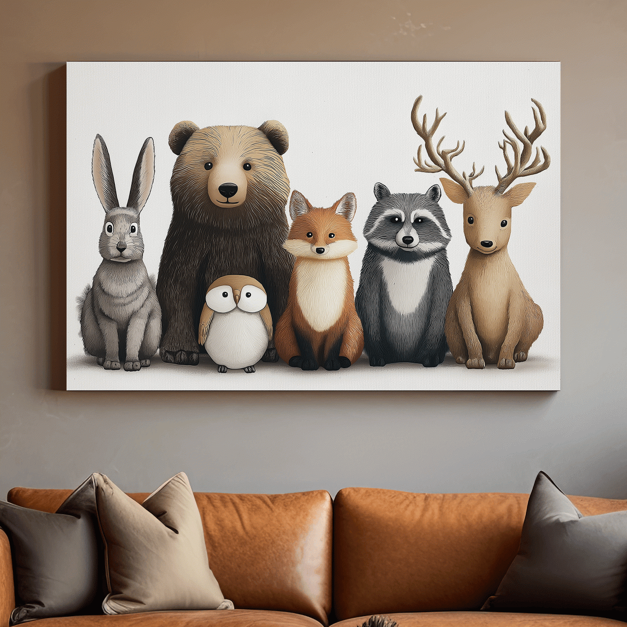 Adorable nursery woodland animals artwork, childrens room decor wall art