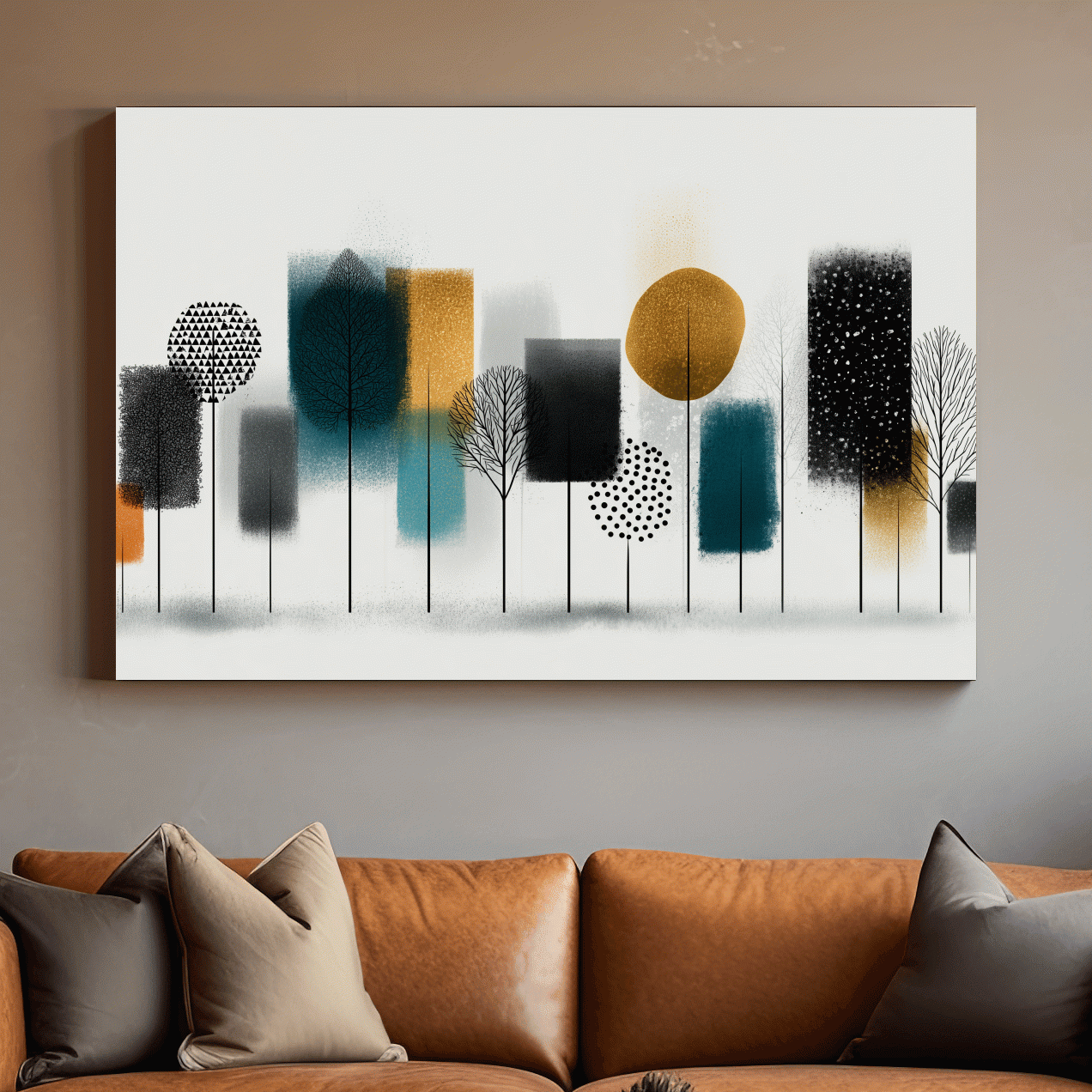 Abstract Minimalist Forest Grove Silhouettes - Modern Scandinavian Geometric Wall Art