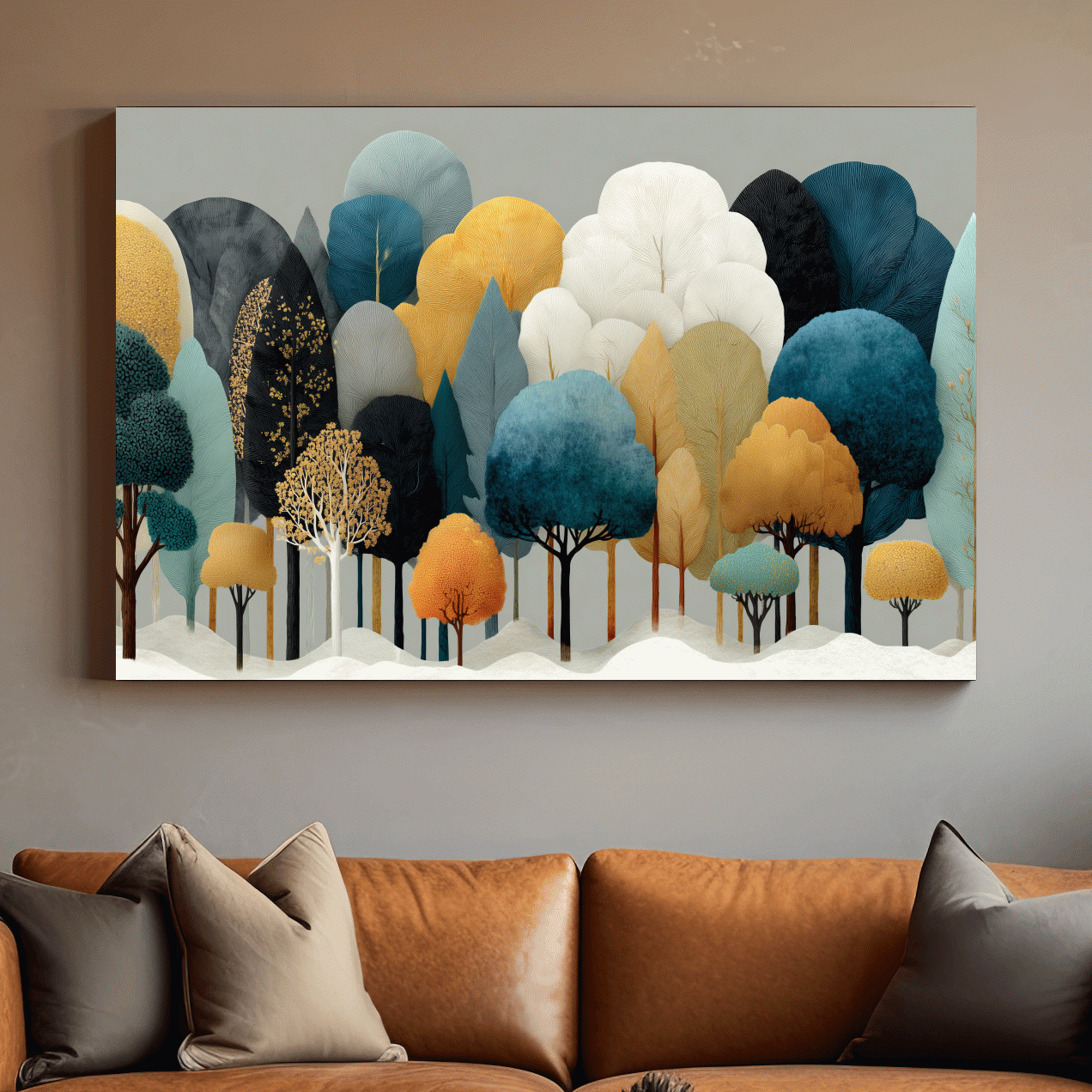 Scandinavian Winter Forest Trees Illustration - Modern Boho Nature Wall Art