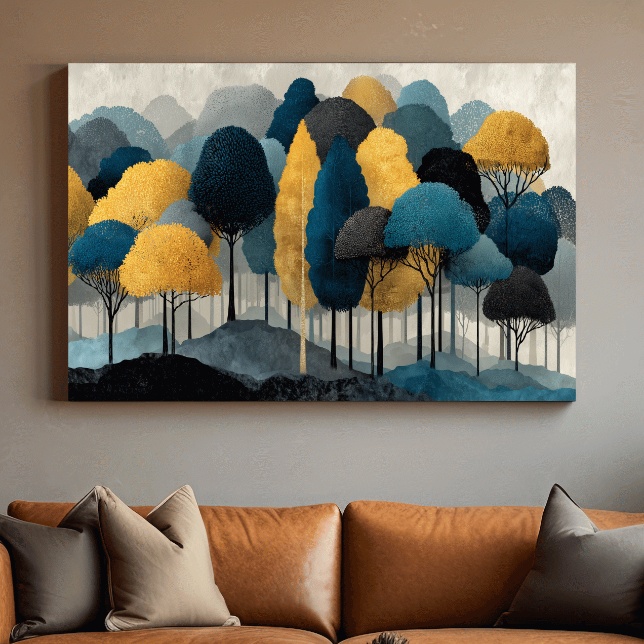 Abstract Woodland Forest Landscape - Contemporary Bohemian Wall Art