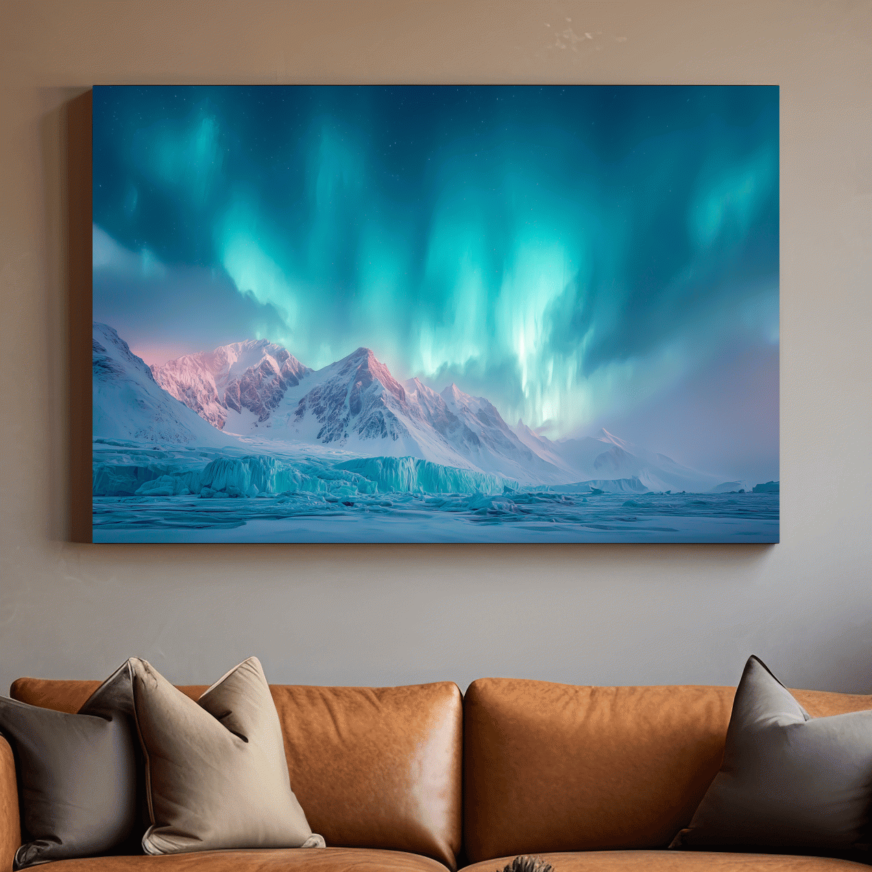 Aurora Borealis Over Icy Arctic Mountains - Northen Lights Wall Art