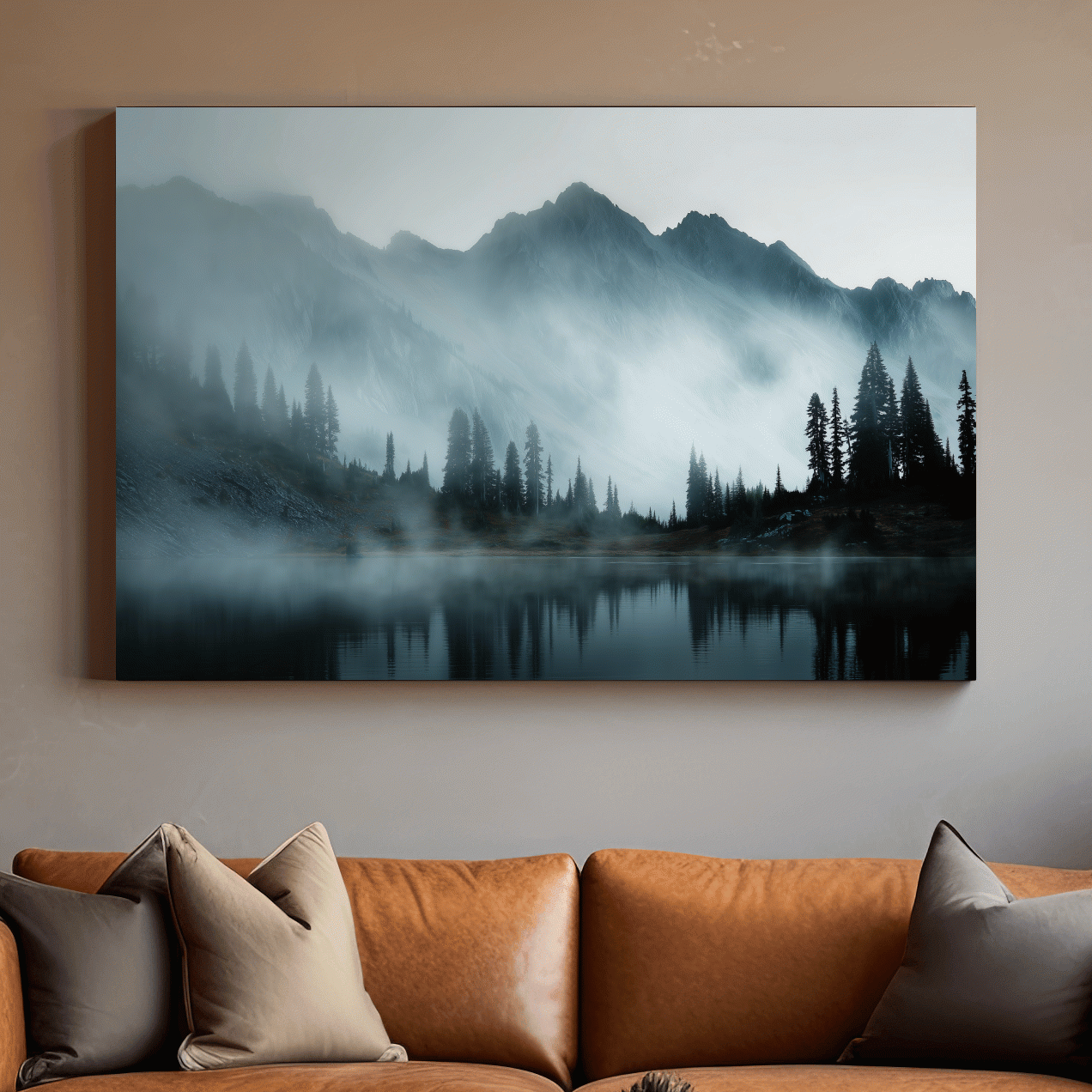 Moody Misty Mountain Lake Photography - Atmospheric Alpine Forest Wall Art