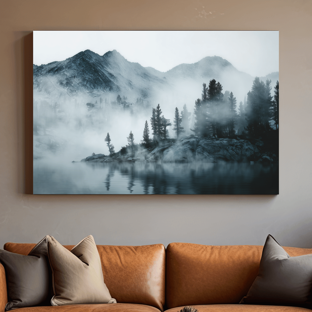Frosty Alpine Mountain Lake Photography - Black & White Landscape Wall Art