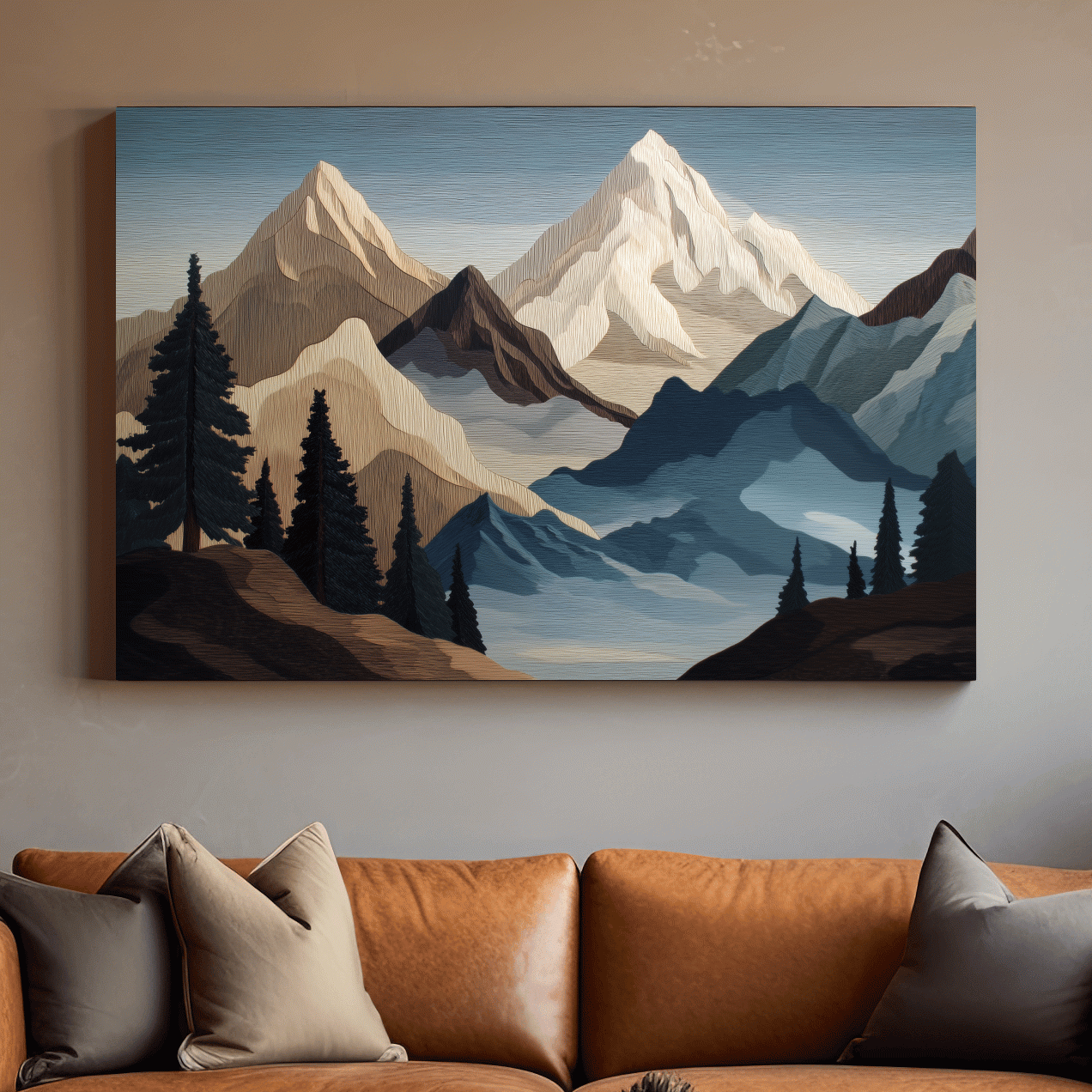 Textured Layered Alpine Mountain Peaks - Alpine Scenic Wall Art