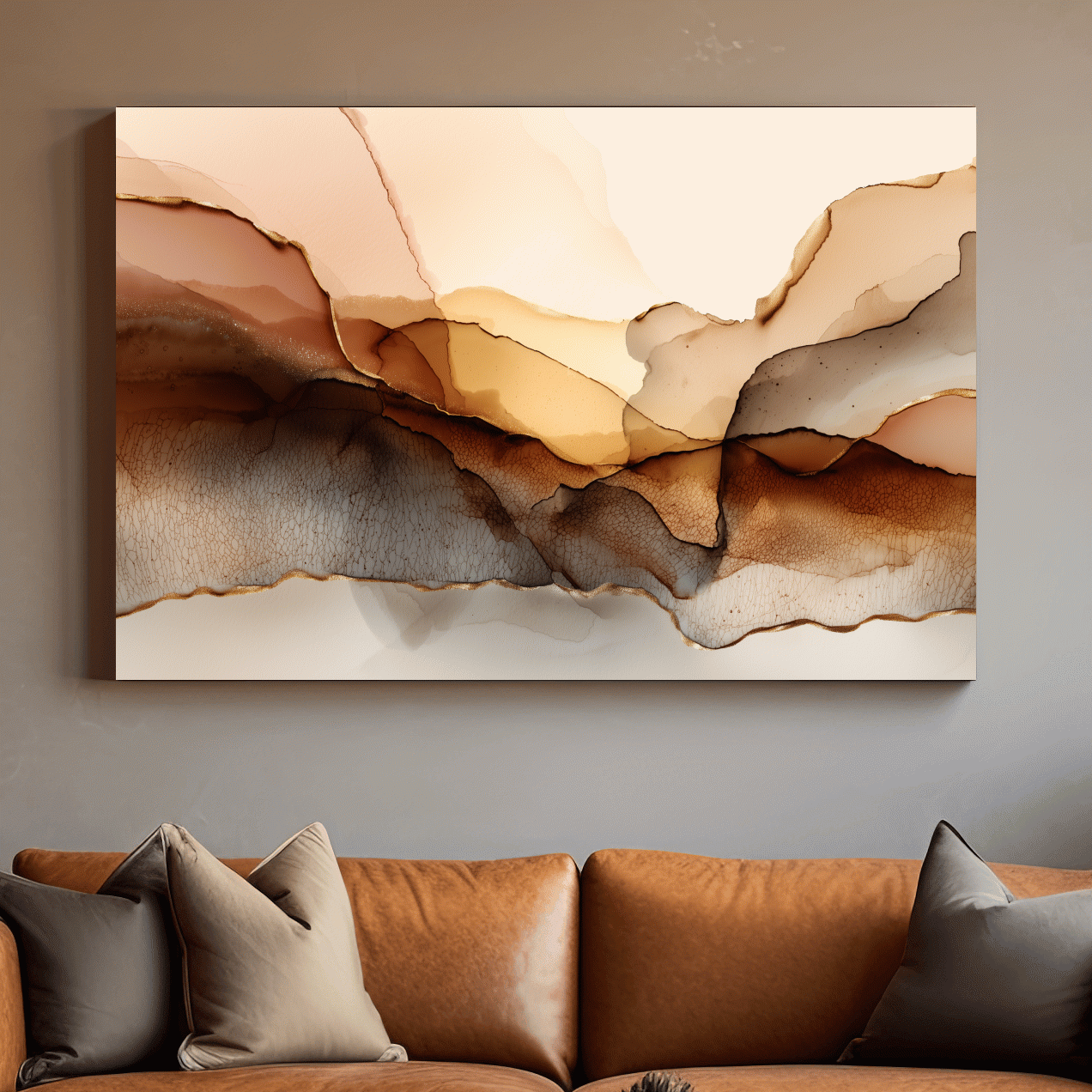 Abstract Alcohol Ink Landscape Painting - Modern Minimalist Wall Art