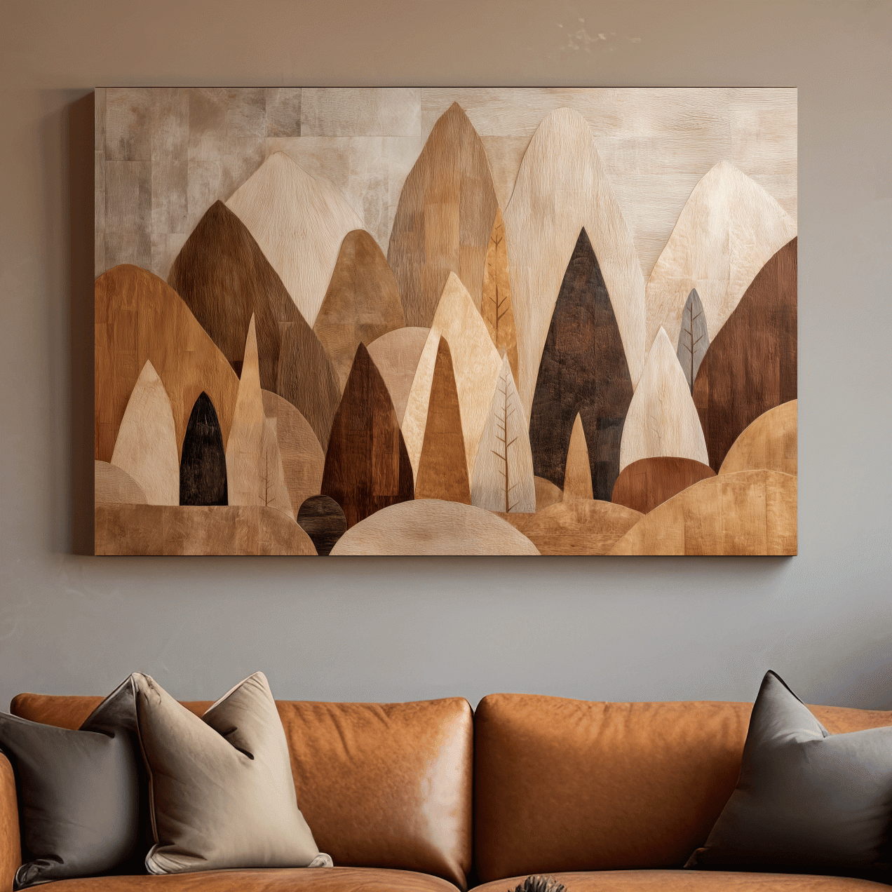 Earthy Abstract Boho Mountains - Modern Minimalist Forest Wall Art