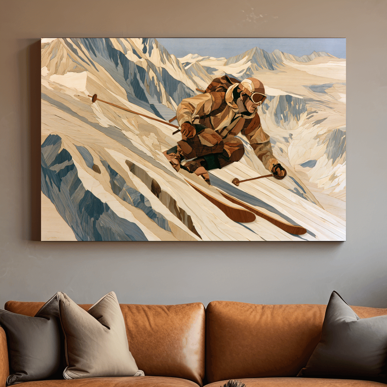 Dynamic Backcountry Skier Alpine Descent - Adventure Winter Sports Wall Art