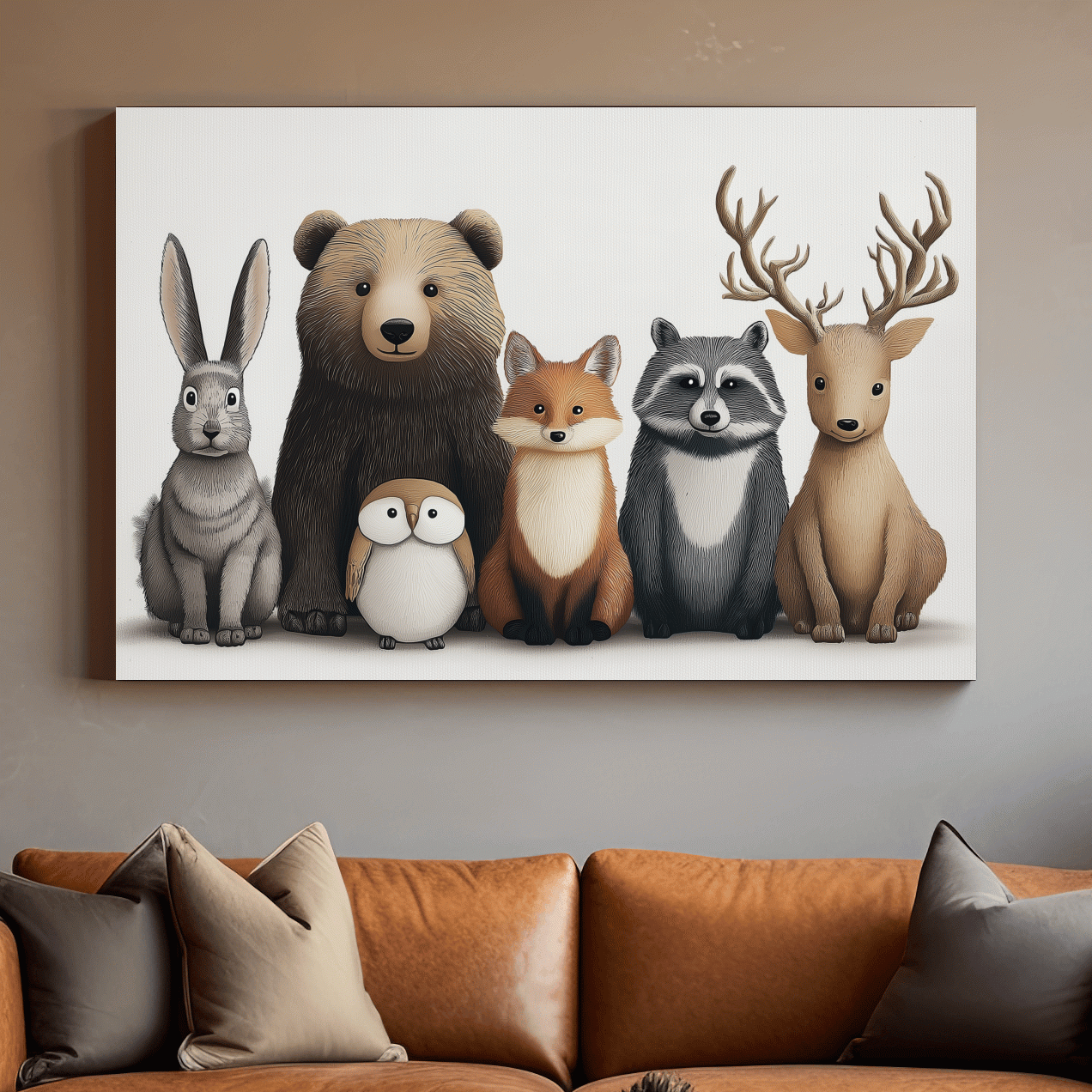 Cute Woodland Animal Art Illustration - Nursery Wildlife Wall Art - Childrens Room Decor