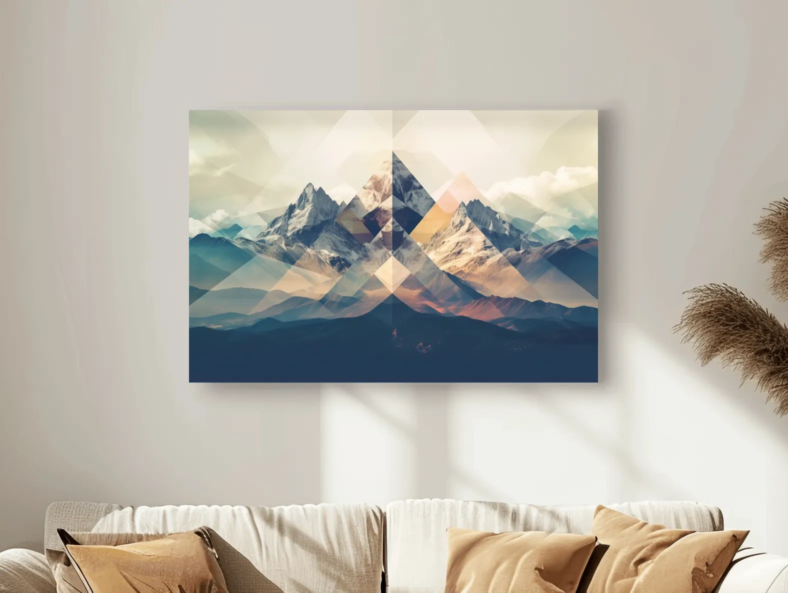 Geometric Abstract Alpine Mountain Peaks - Modern Polygon Landscape Wall Art