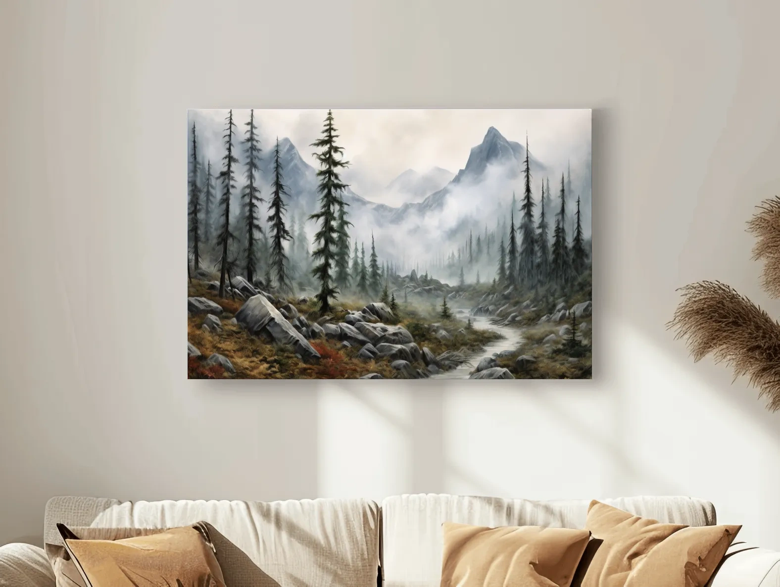 Foggy Alpine Mountain Forest Landscape - Moody Wall Art