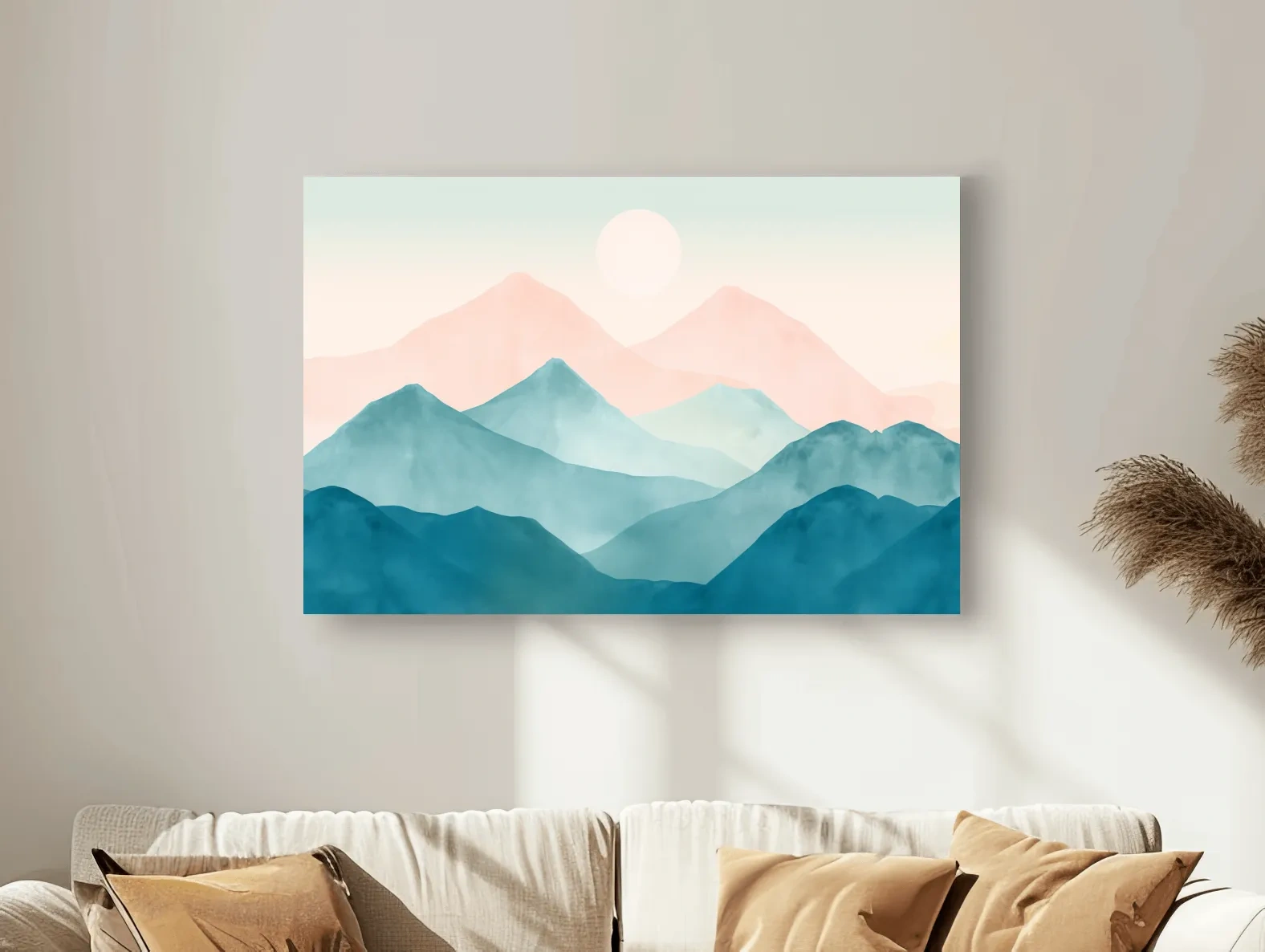 Minimalist Pastel Watercolor Mountains - Serene Abstract Landscape Wall Art