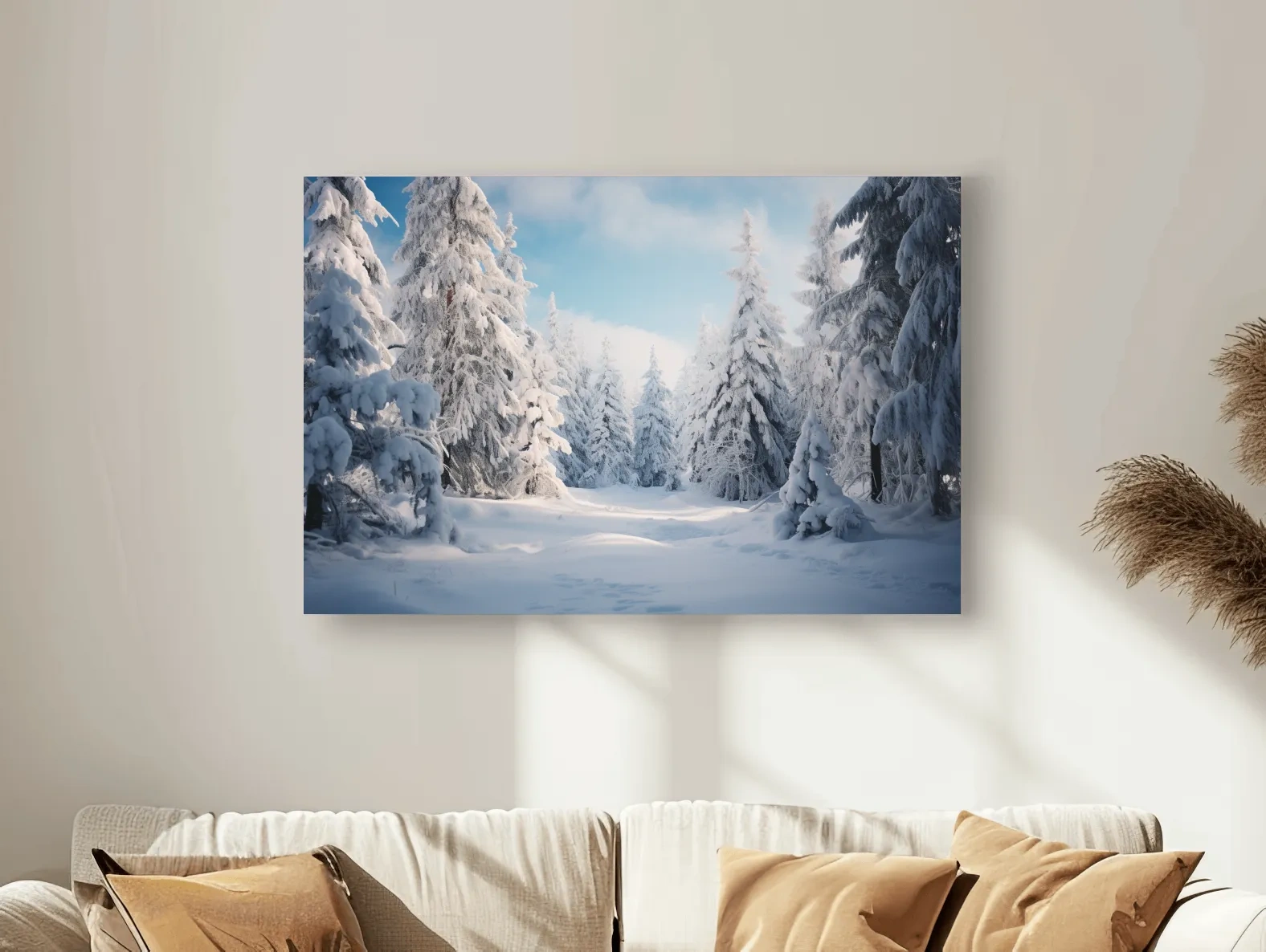 Serene Snowy Pine Forest Photography - Winter Wonderland Nature Wall Art