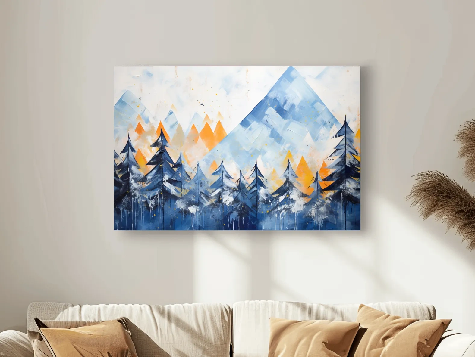 Abstract Alpine Mountain Peaks - Watercolor Forest Wall Art