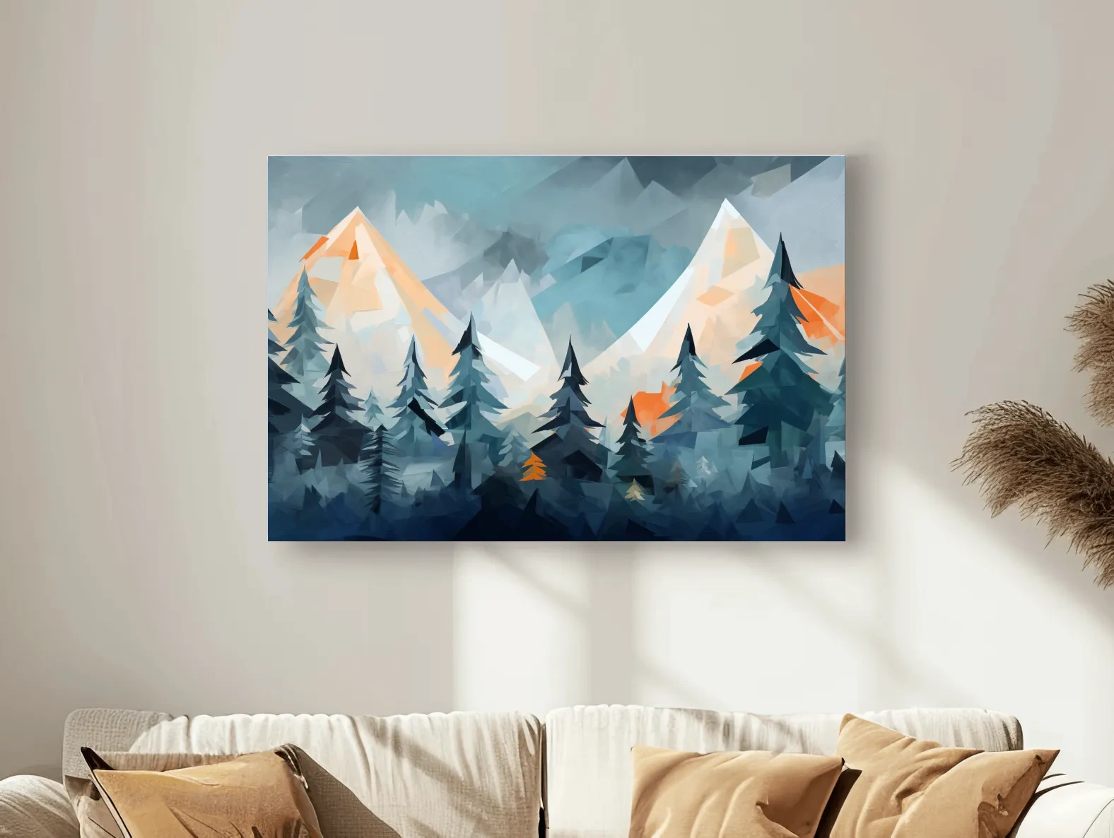 Geometric Alpine Peaks And Pine Forest - Abstract Mountain Landscape Wall Art