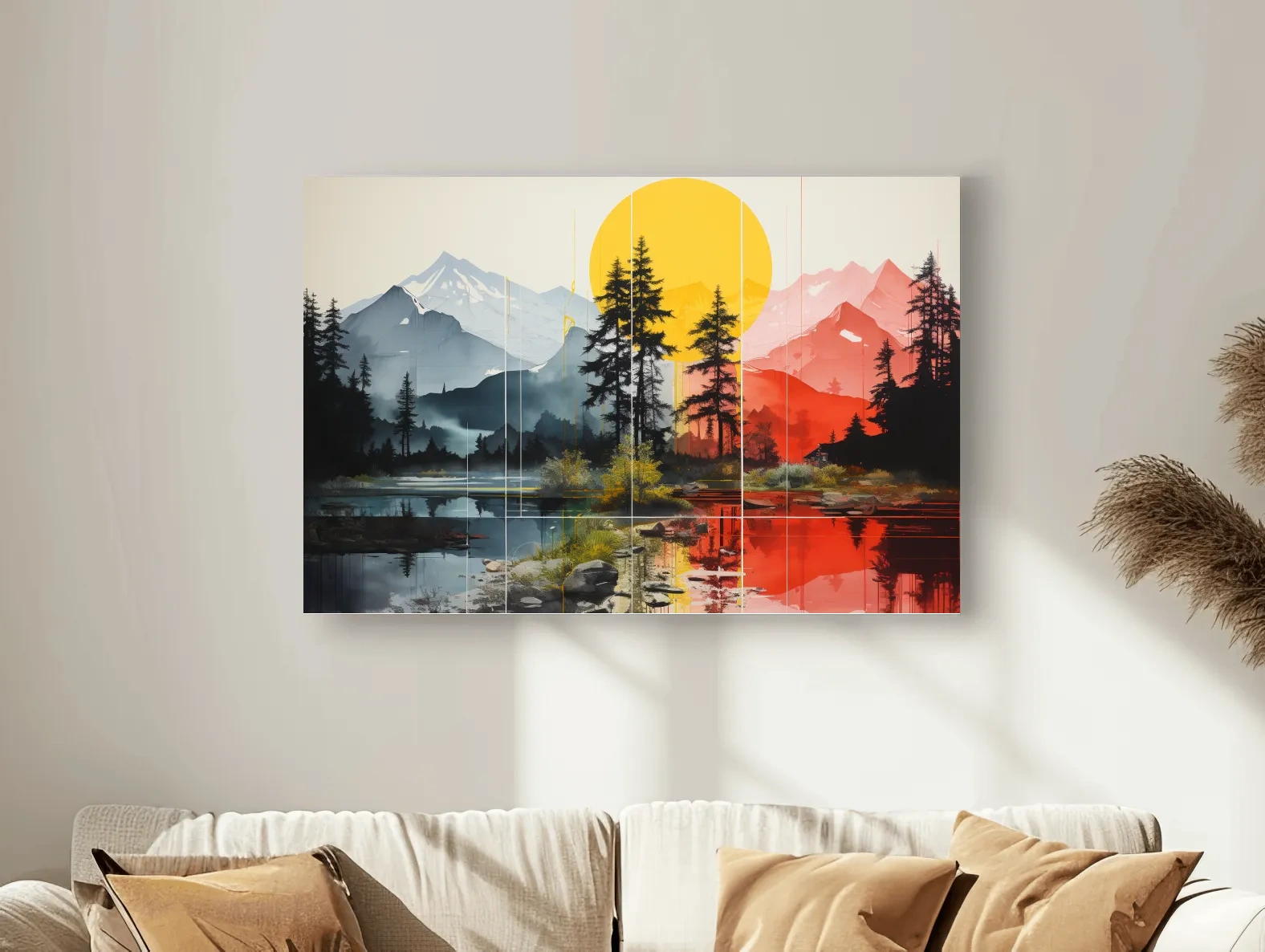 Abstract Alpine Lake Landscape - Mountain Sunset Wall Art