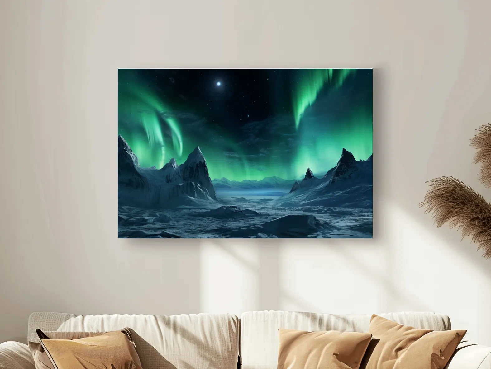 Photographic art, northern lights over the arctic