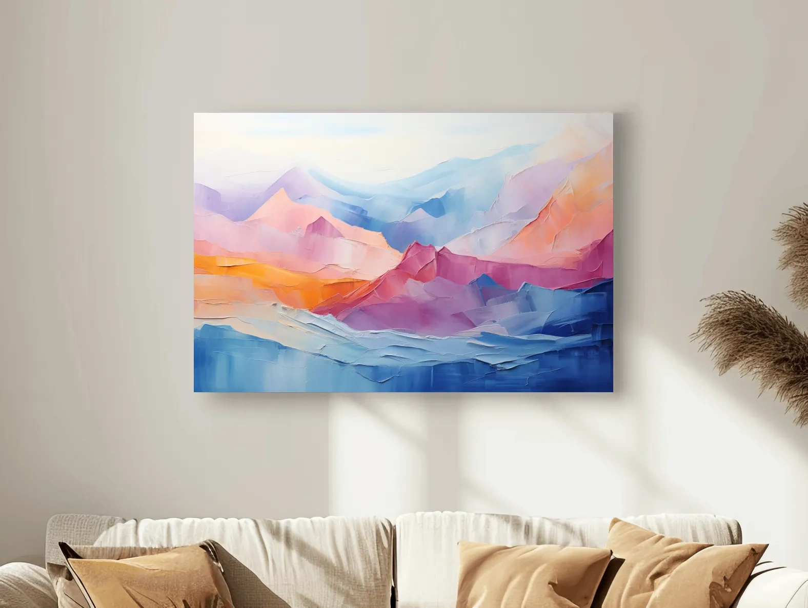 Vibrant Pastel Abstract Mountain Landscape - Colorful Mountain Wall Art