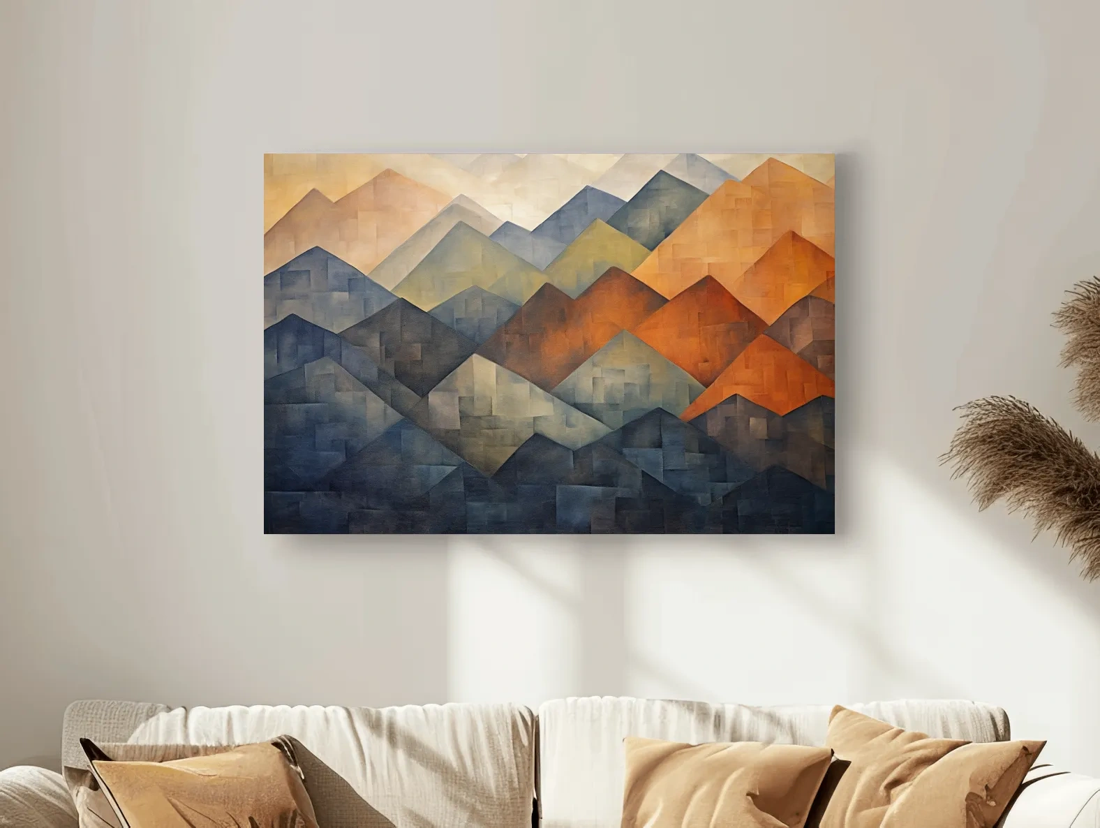 Geometric Abstract Mountain Range Artwork - Patchwork Landscape Wall Art