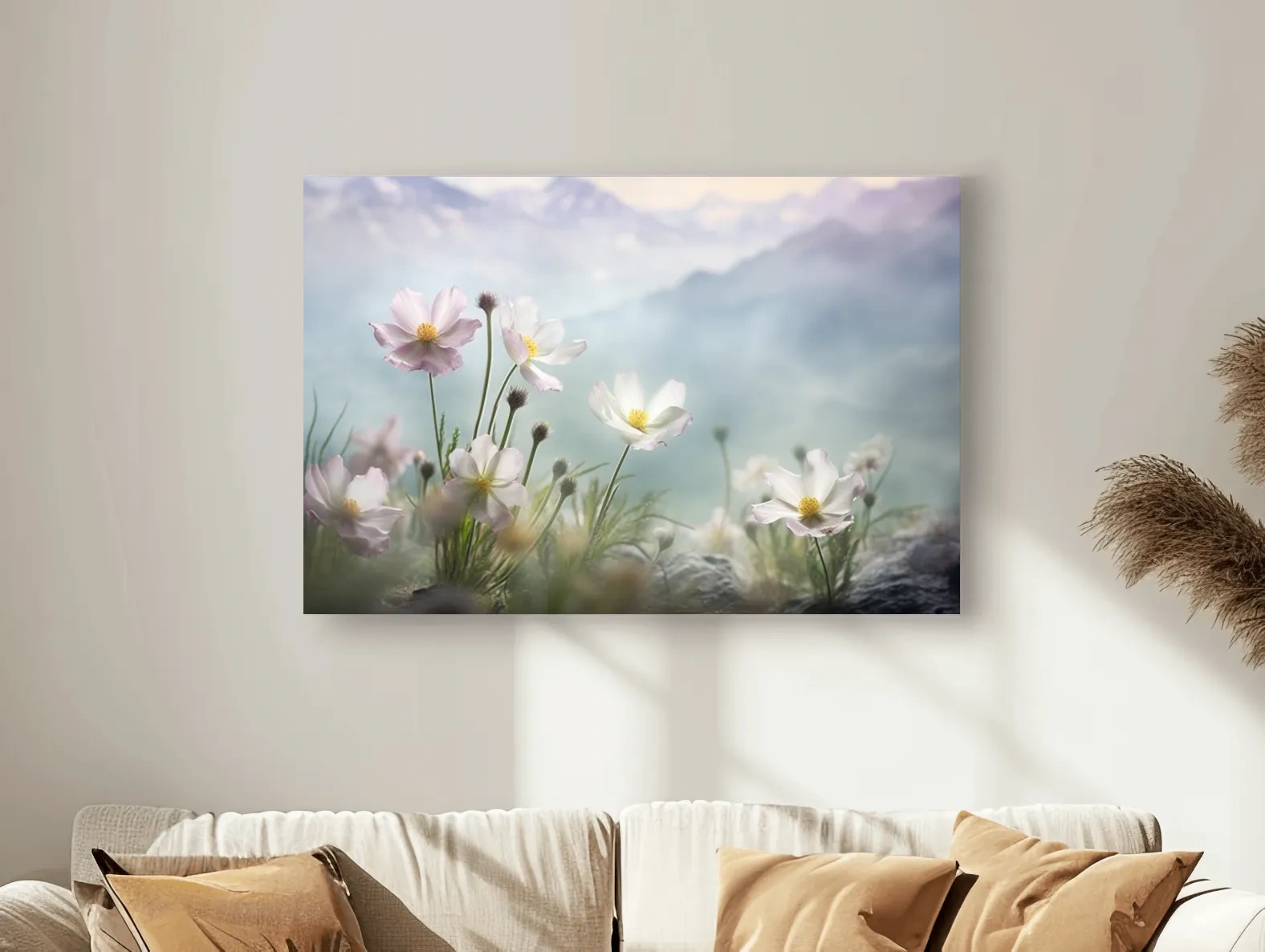 Dreamy Alpine Wildflower Meadow - Soft Pastel Mountain Botanic Artwork